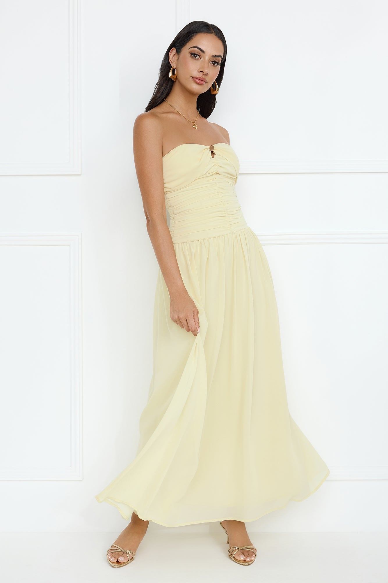 Enchanted Edit Strapless Maxi Dress Yellow