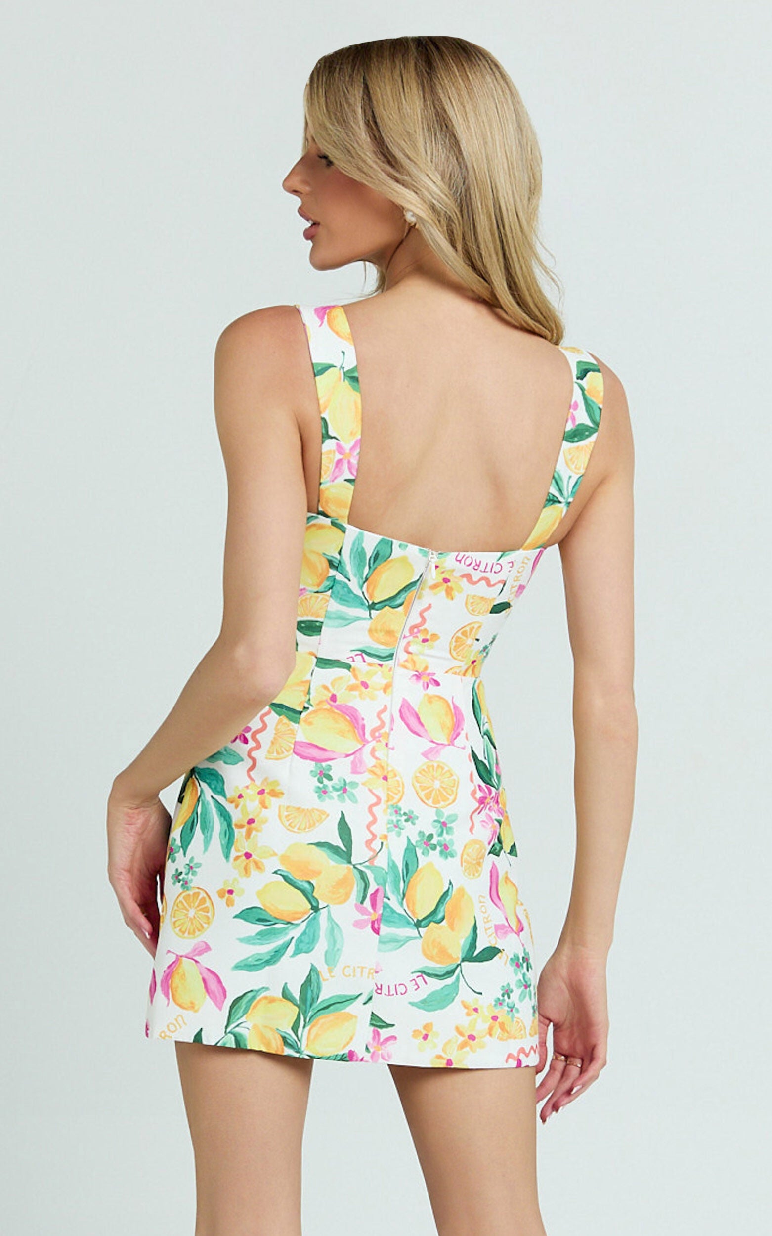 Janice Mini Dress - Square Neckline Dress in Le Citron