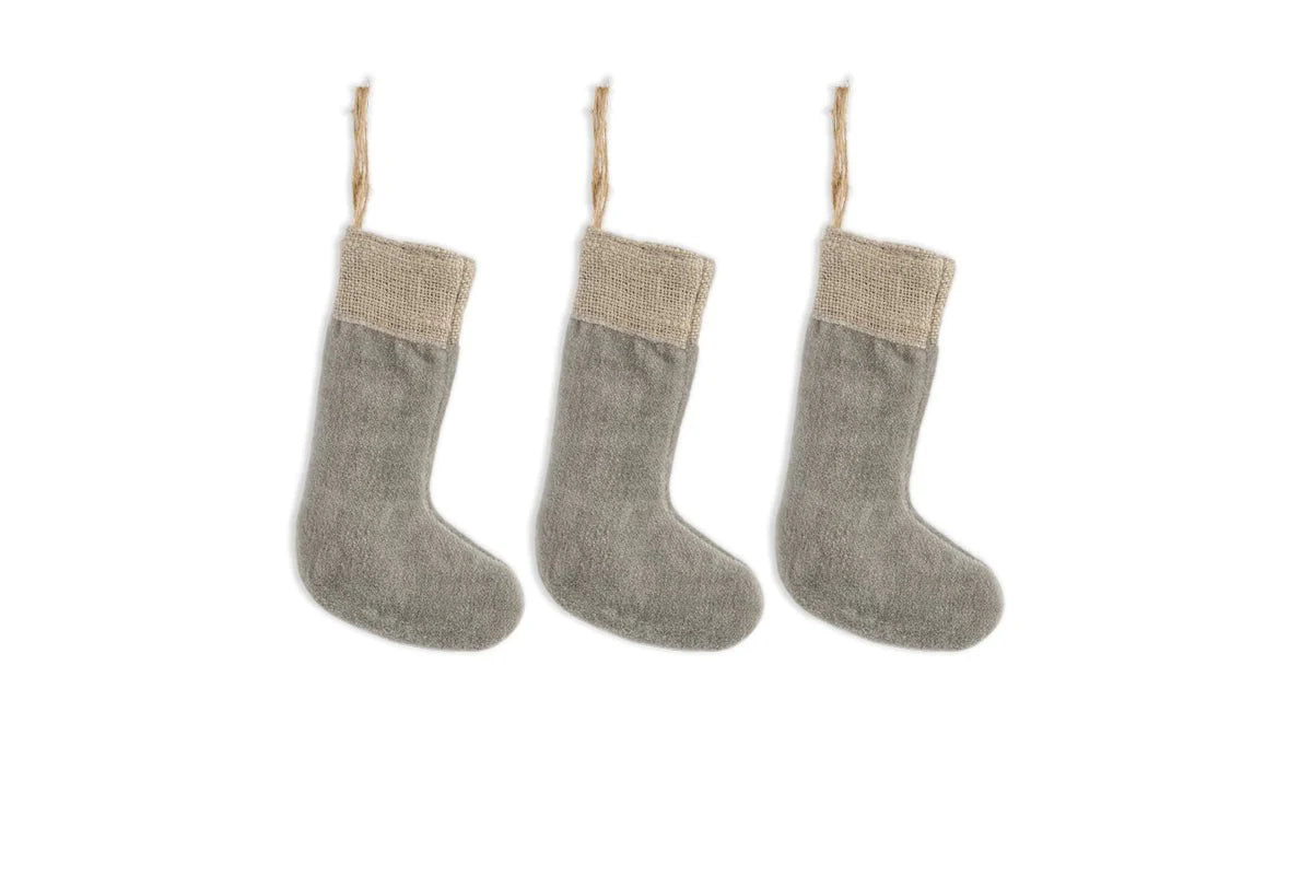 Karru Cotton Velvet Mini Stocking - Light Grey - (Set of 3)