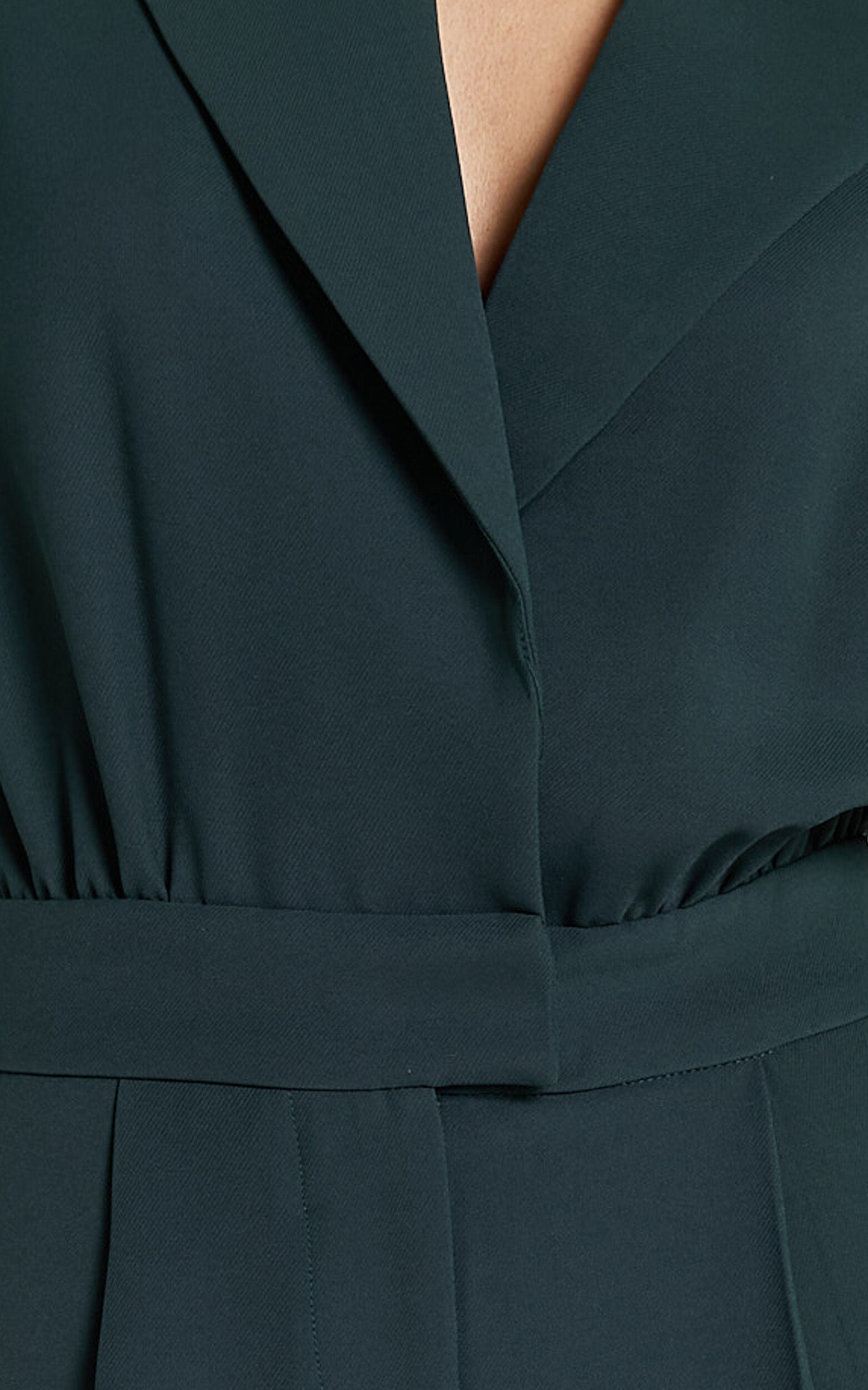 Coco Jumpsuit - Collared Short Sleeve Straight Leg Jumpsuit in Forest Green