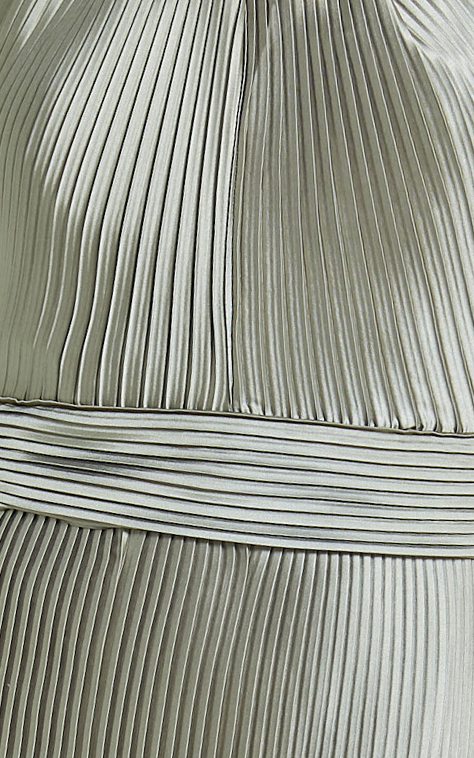 Marlette Midi Dress - Pleated Open Back Halter Dress in Sage