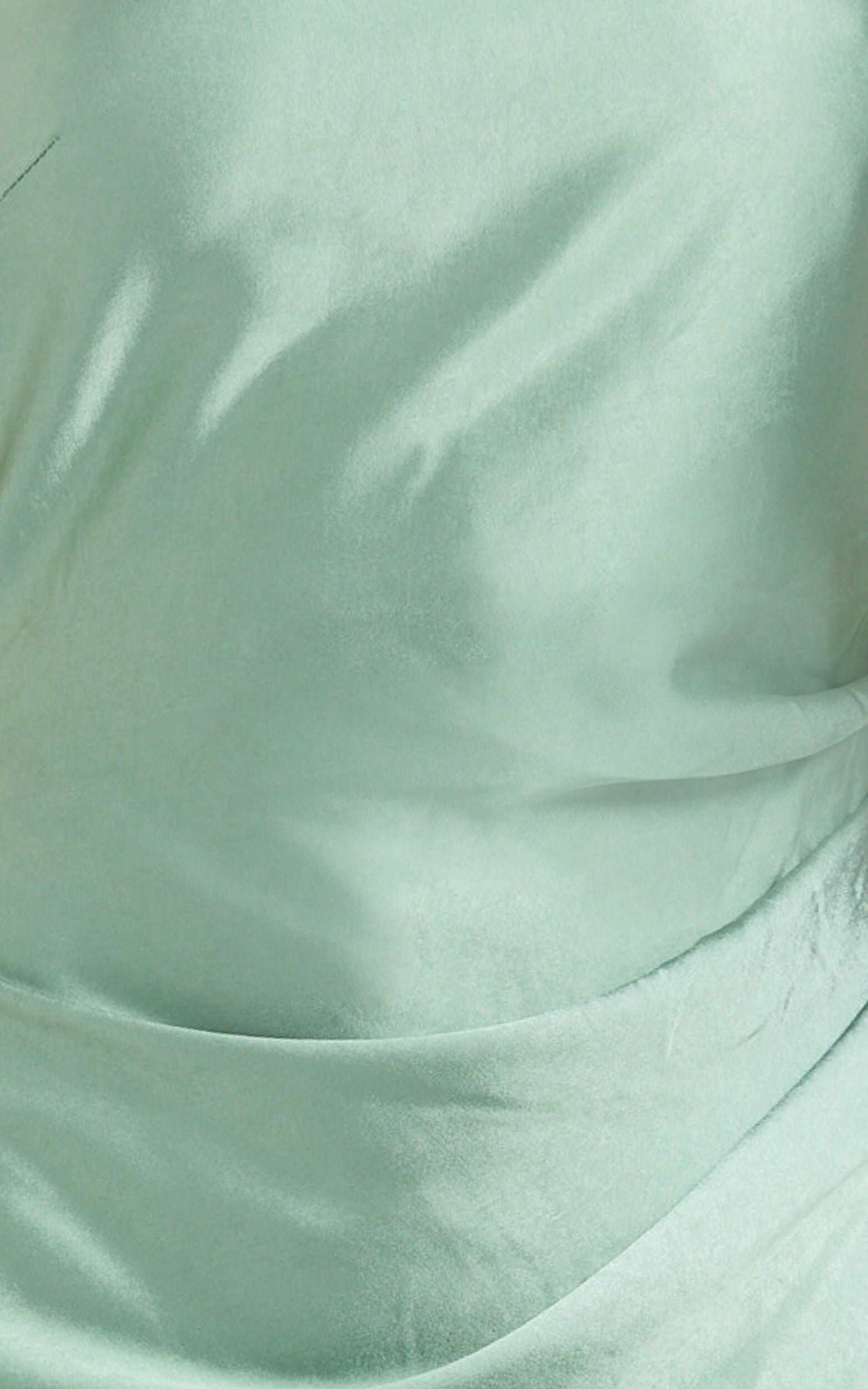 Glenda Midi Dress - Satin Strapless Side Split Dress in Sage