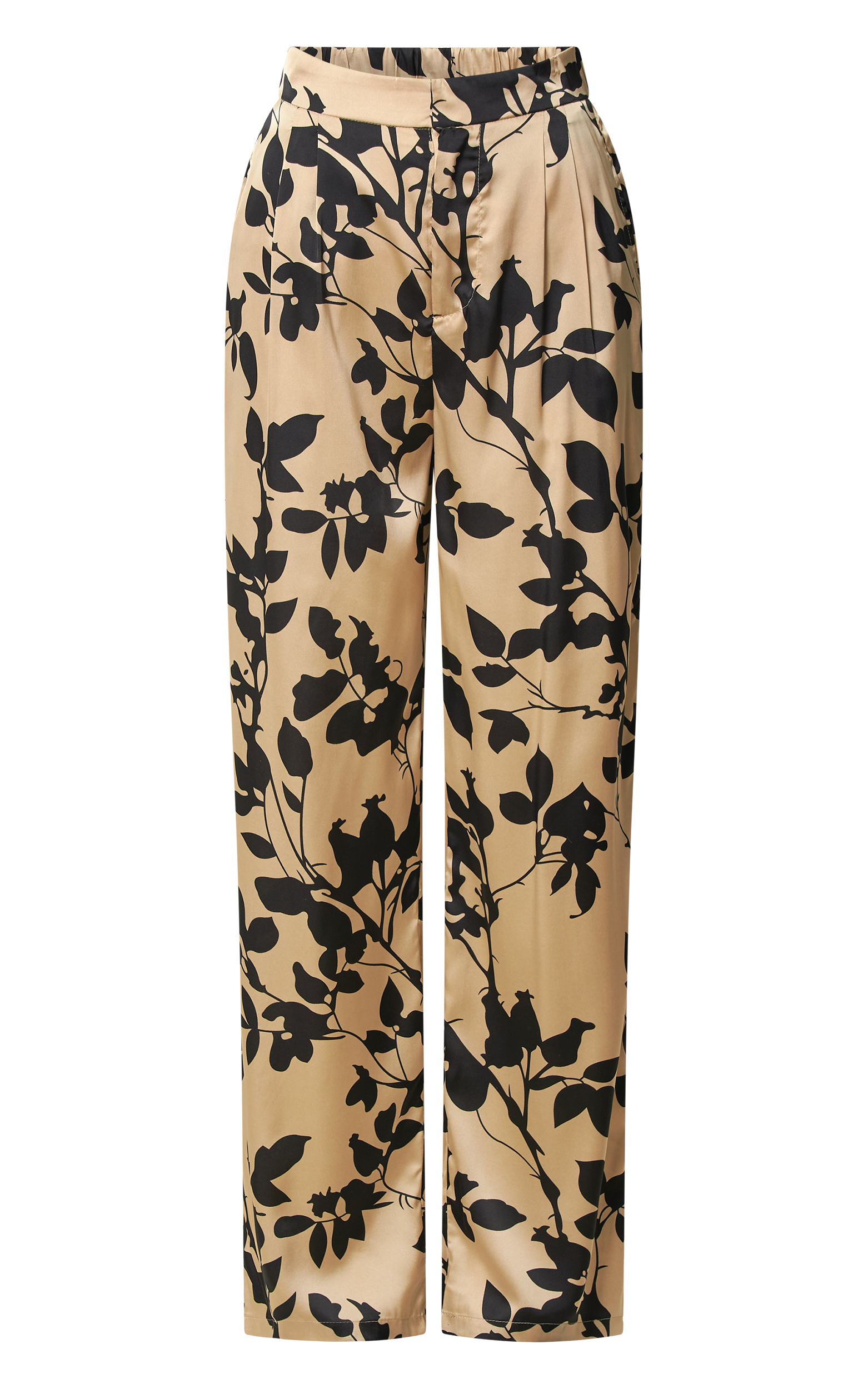 Laila Pants - High Waisted Wide Leg Pants in Black and Cream Print