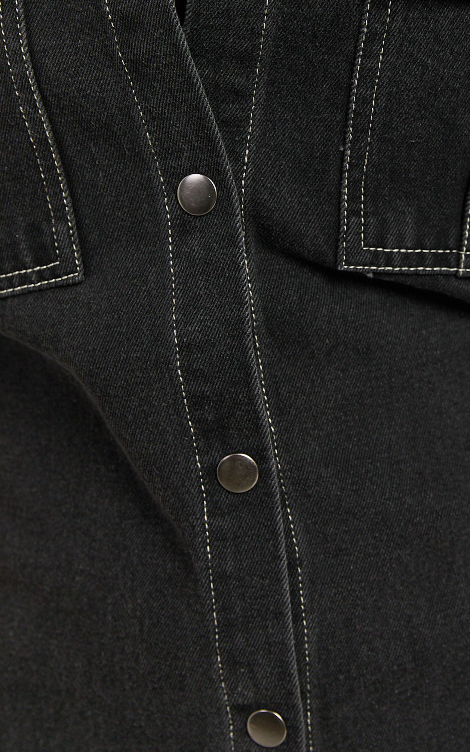 Leilani Mini Dress - Denim Short Sleeve Button Up Dress in Washed Black