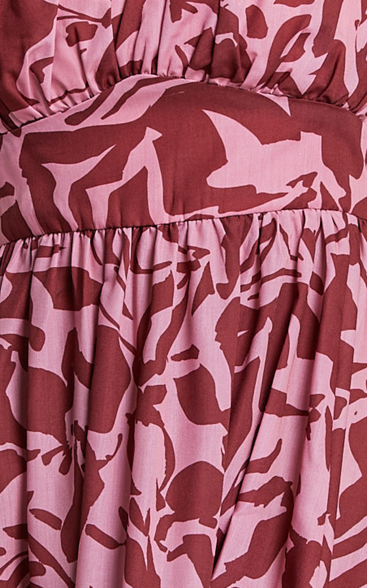 Lydie Midi Dress - Strappy Ruched Bust Shirred Back Dress in Whirlwind Floral Print