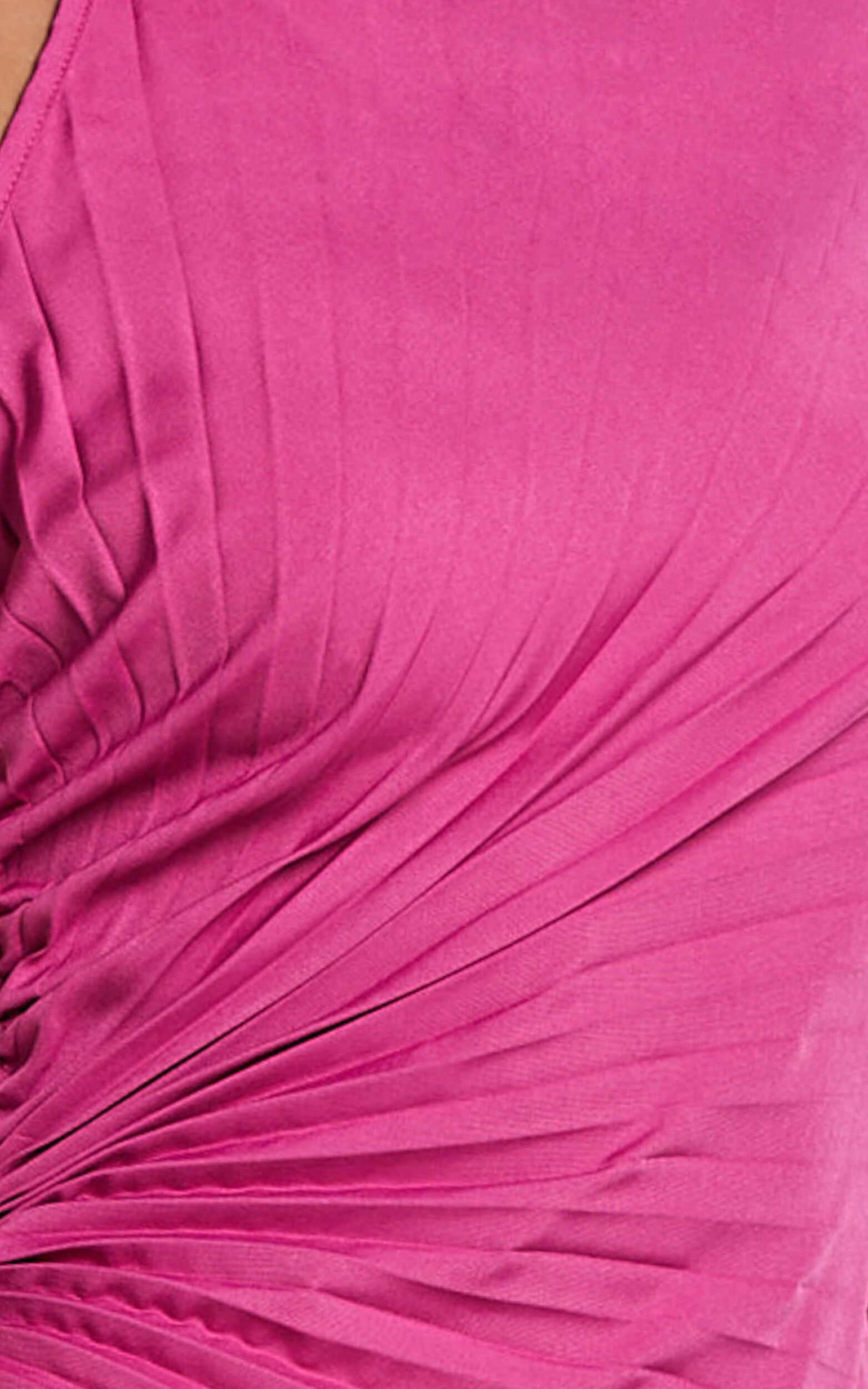 Gilly Midi Dress - Asymmetric Pleated Dress in Berry