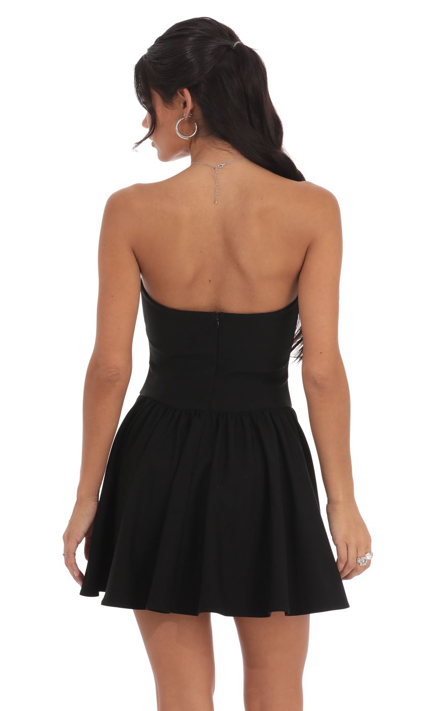 Sequin Strapless Fit and Flare Dress in Black