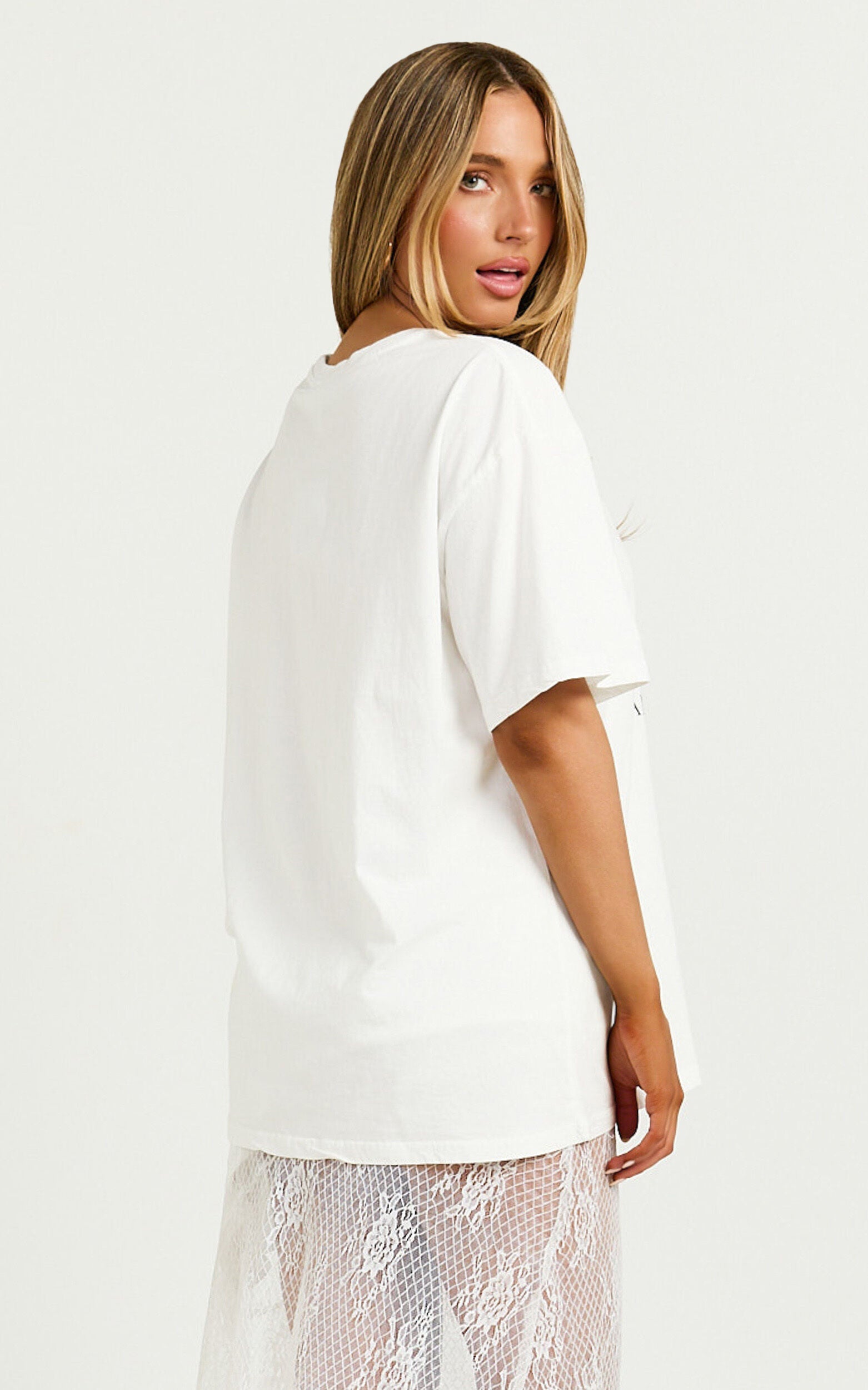 Joy Top - Oversized Amalfi Print T-Shirt in White