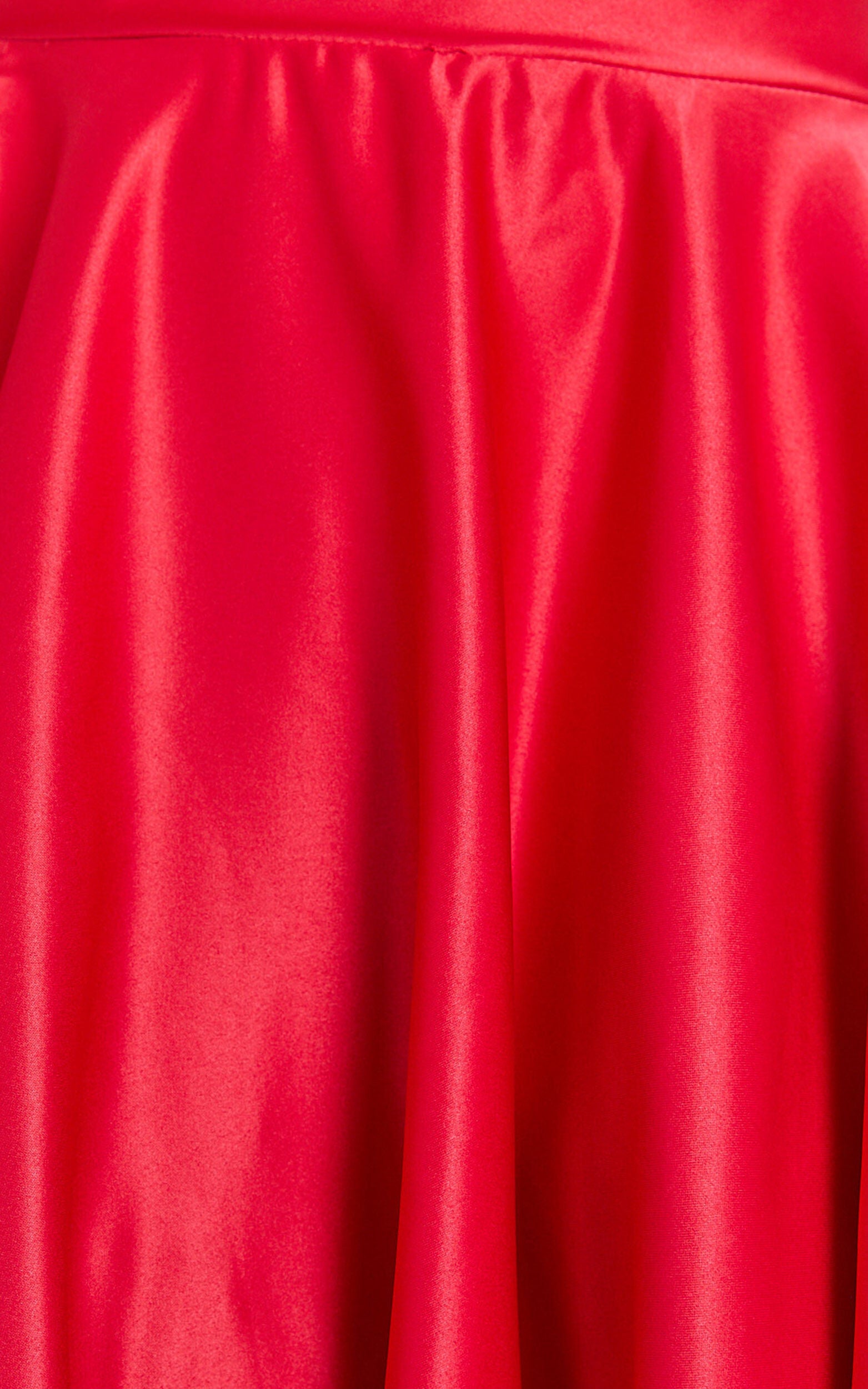 Helaina Midi Dress - Strapless A-Line Satin Dress in Red