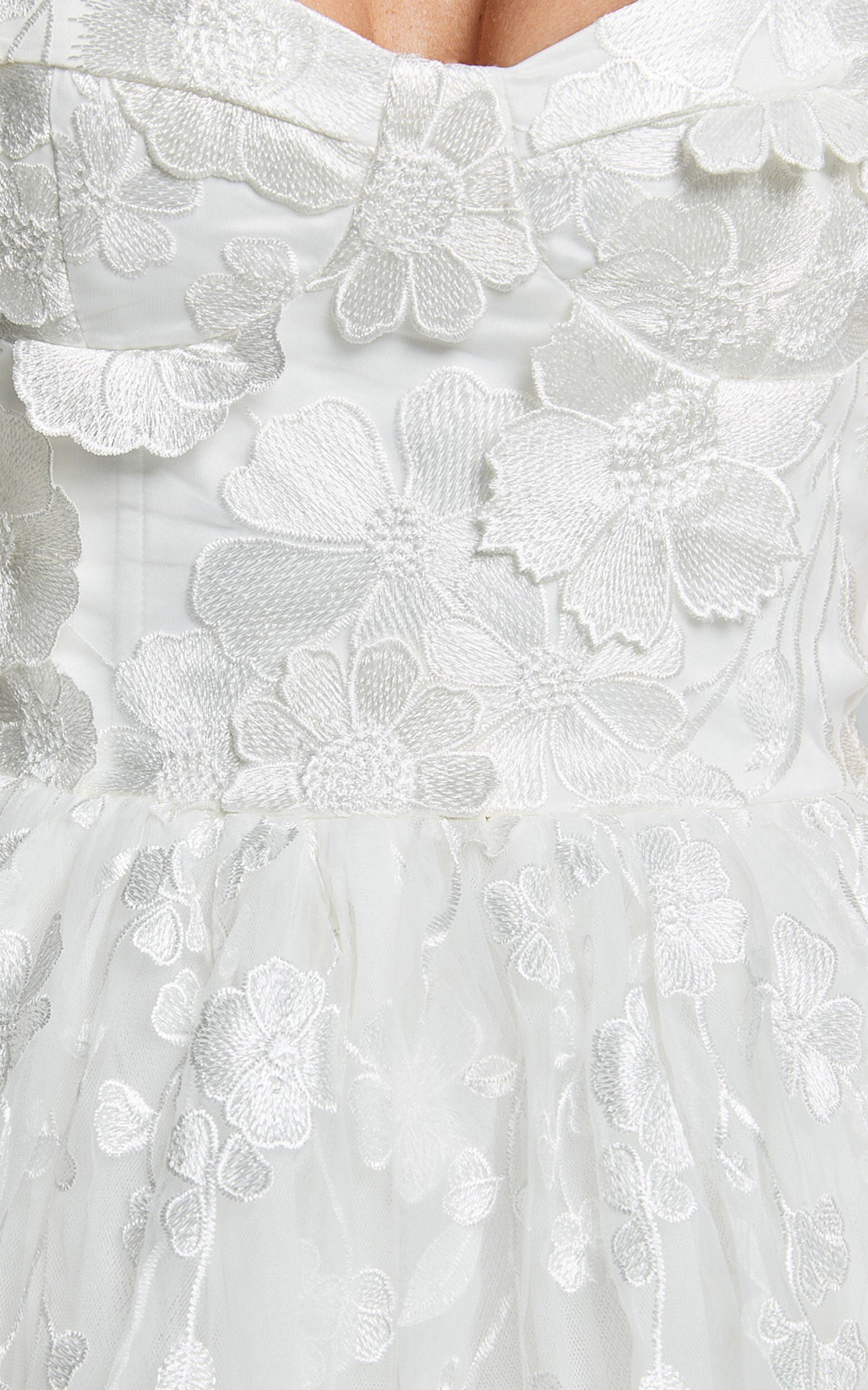 Everheart Mini Dress - Sweetheart Bustier Lace Dress in White