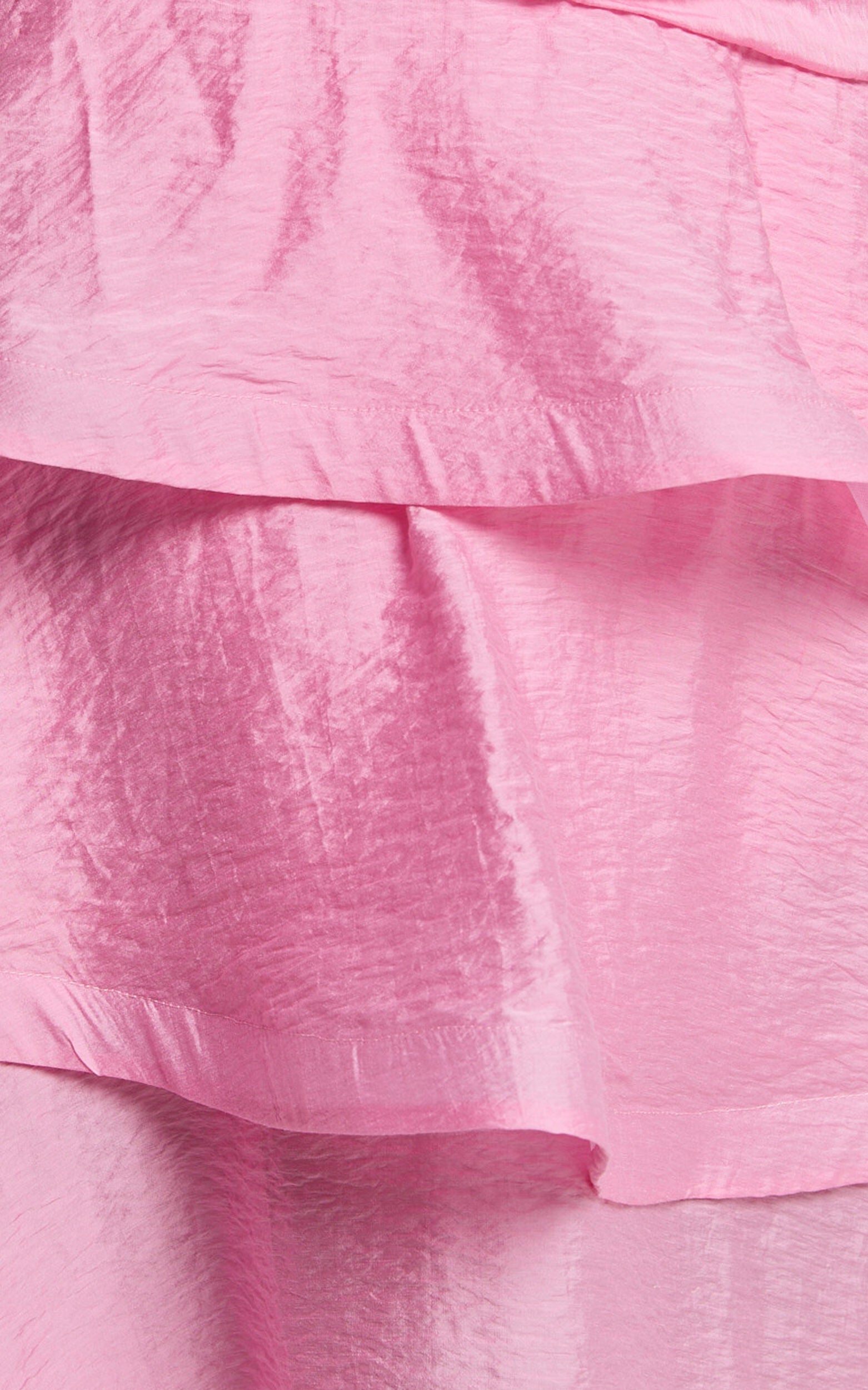 Eugenia Midi Dress - One Shoulder Fit and Flare Layered Dress in Pink