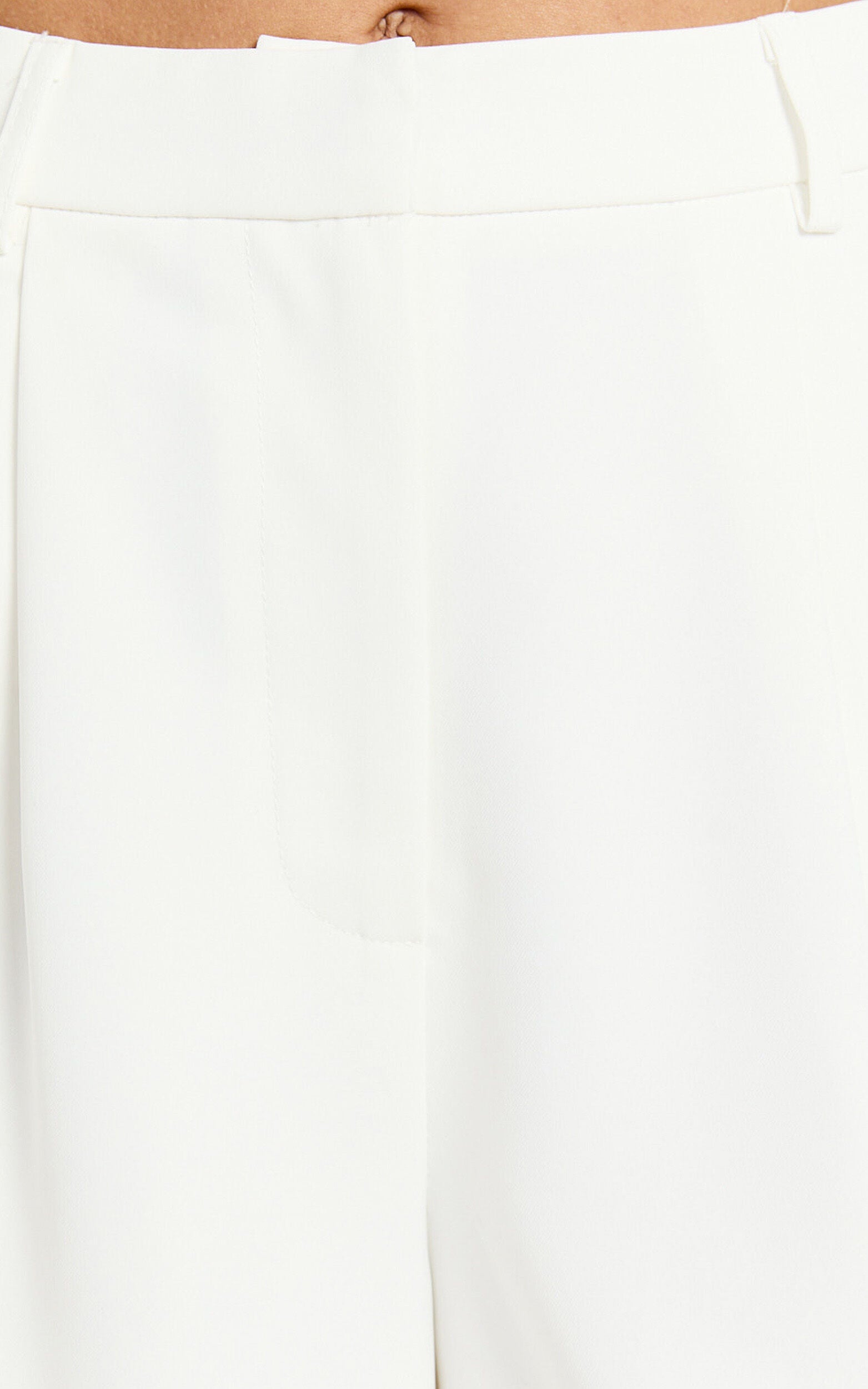 Diane Shorts - High Waisted Cuffed Single Pleated Tailored Shorts in White