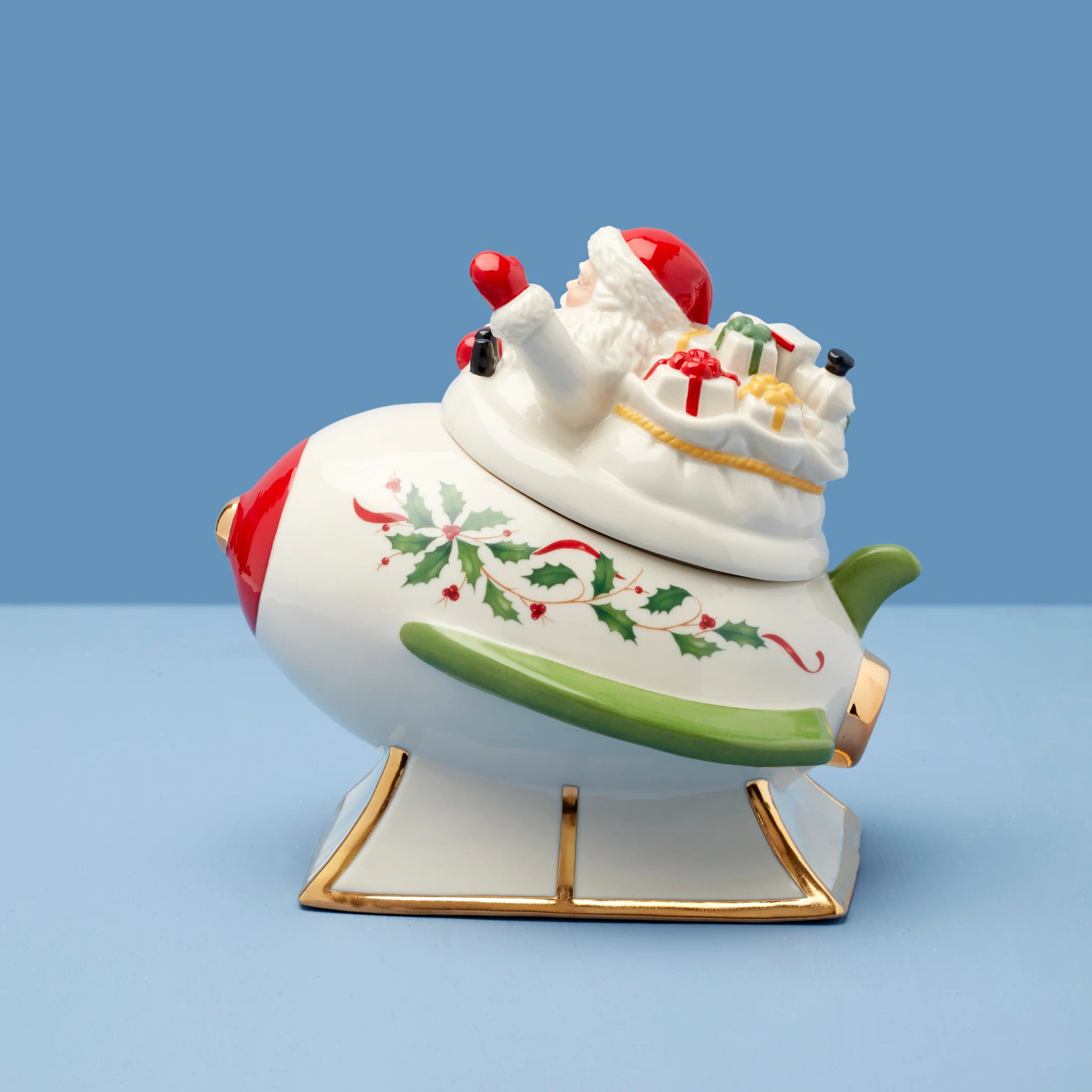 Holiday Figural Santa's Rocket Covered Candy Dish
