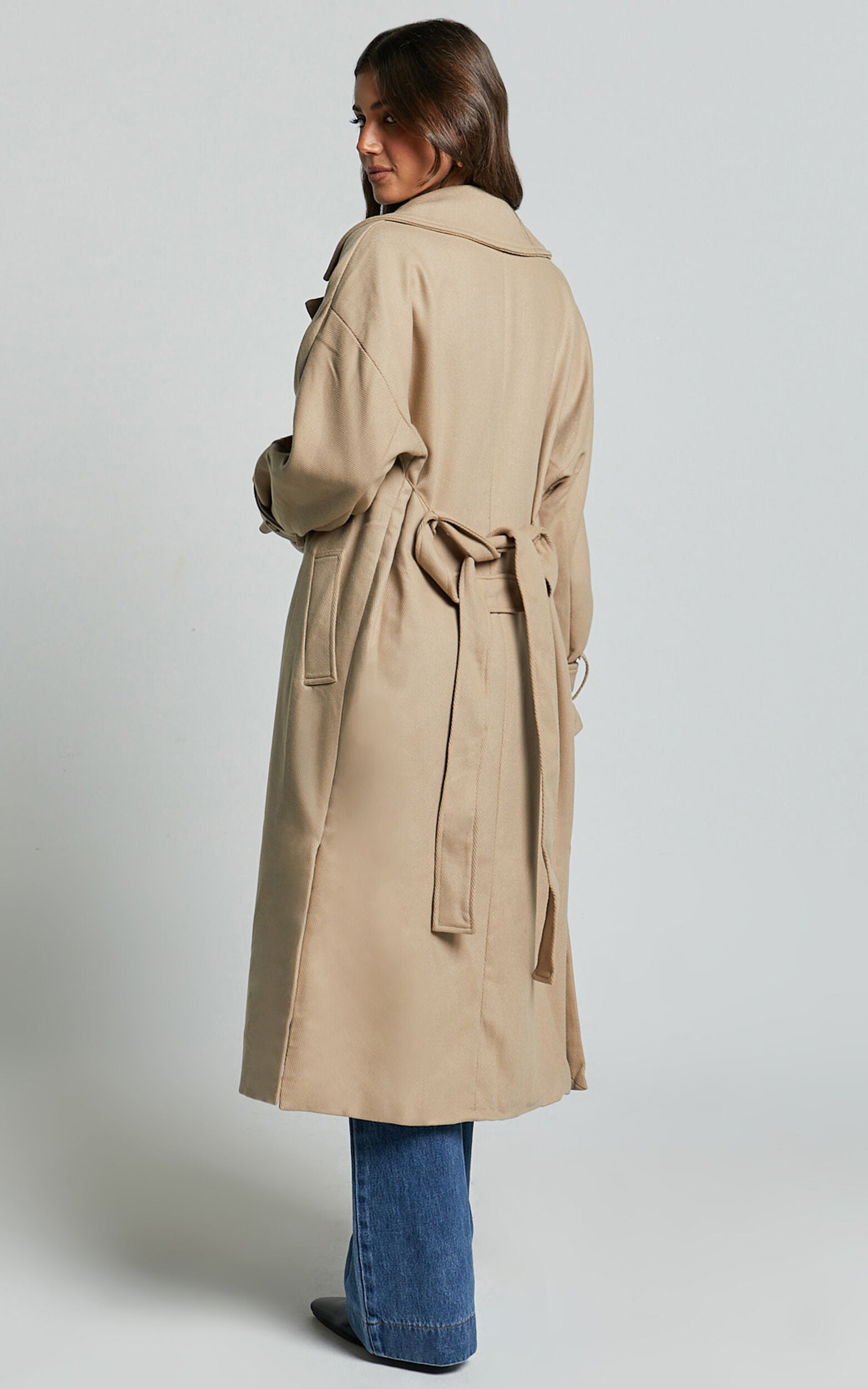 Mella Coat - Belted Longline Coat in Camel