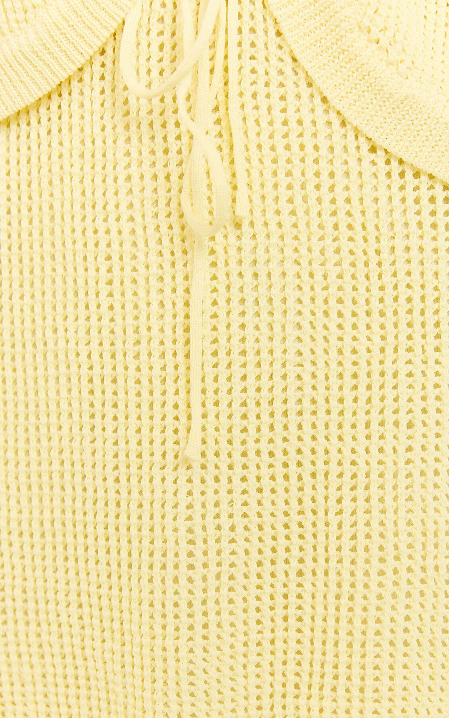 Megan Mini Skirt - Crochet Drawstring Skirt in Lemon