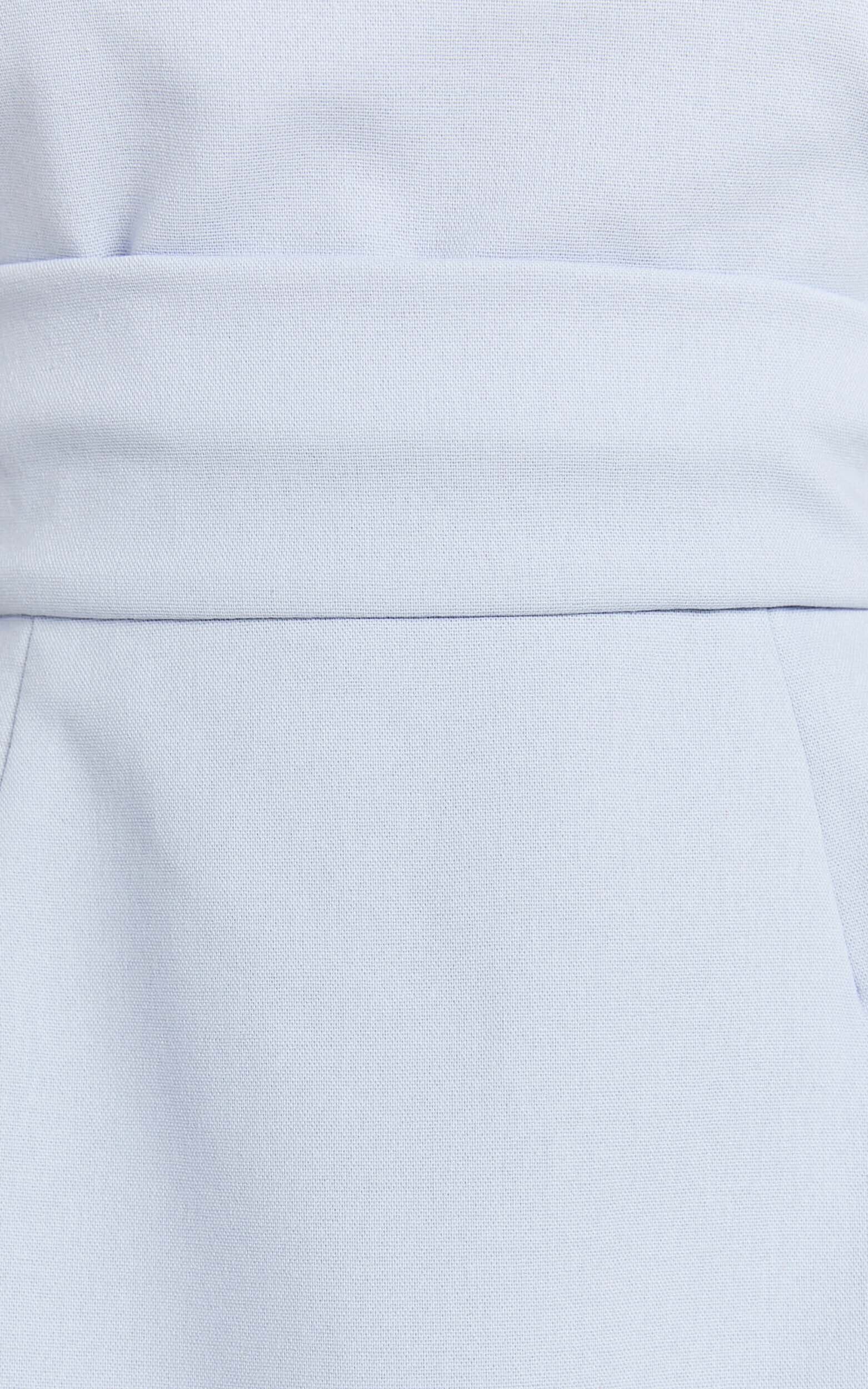 Millie Mini Dress - Linen Strapless Mini Dress in Blue