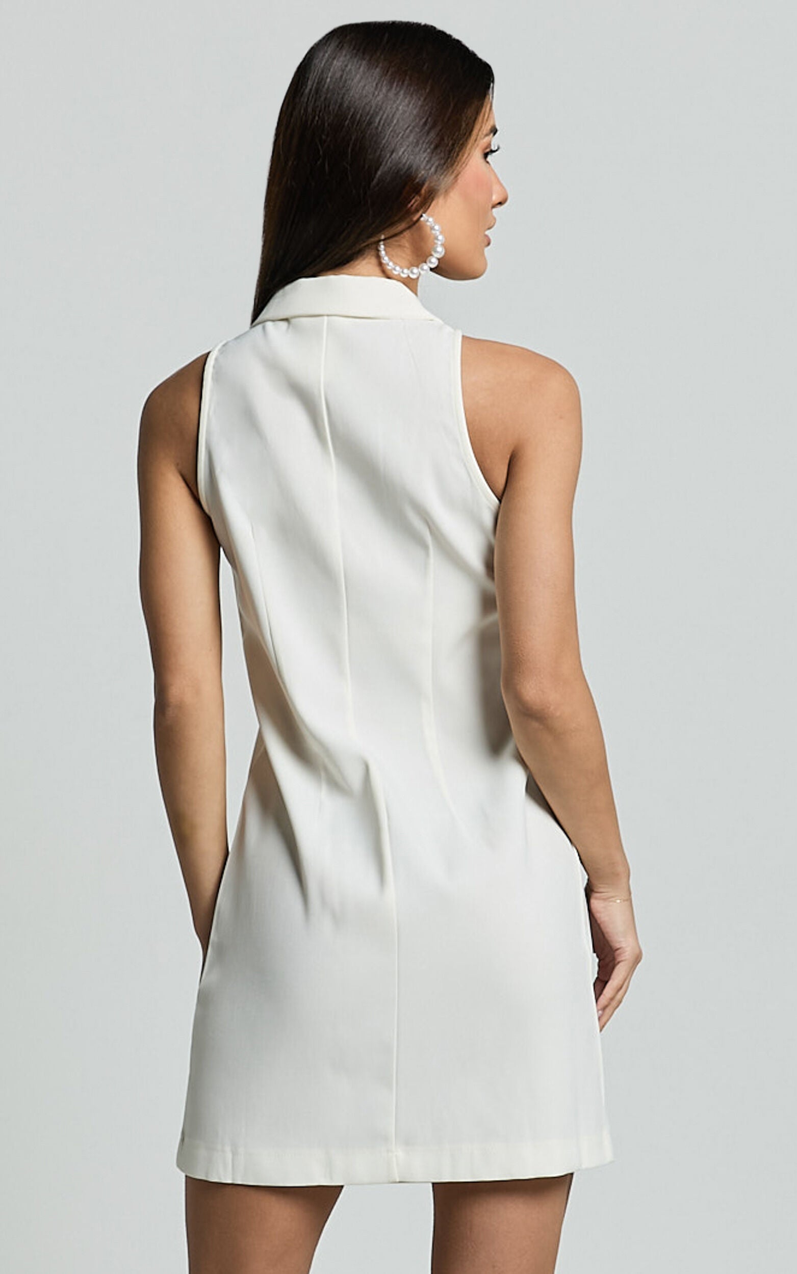 Helen Mini Dress - Collared Button Down Mini Dress in White