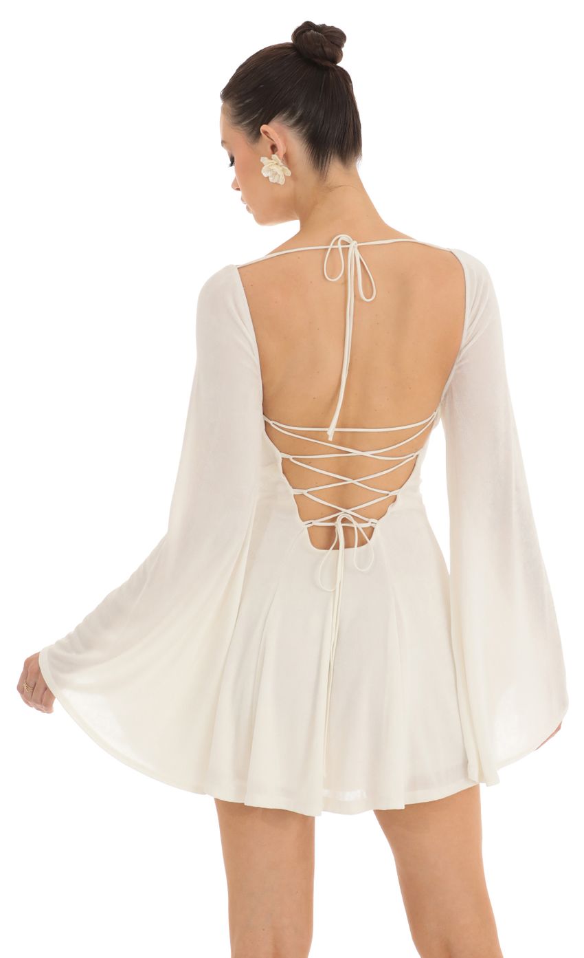 Flare Sleeve Dress in Ivory