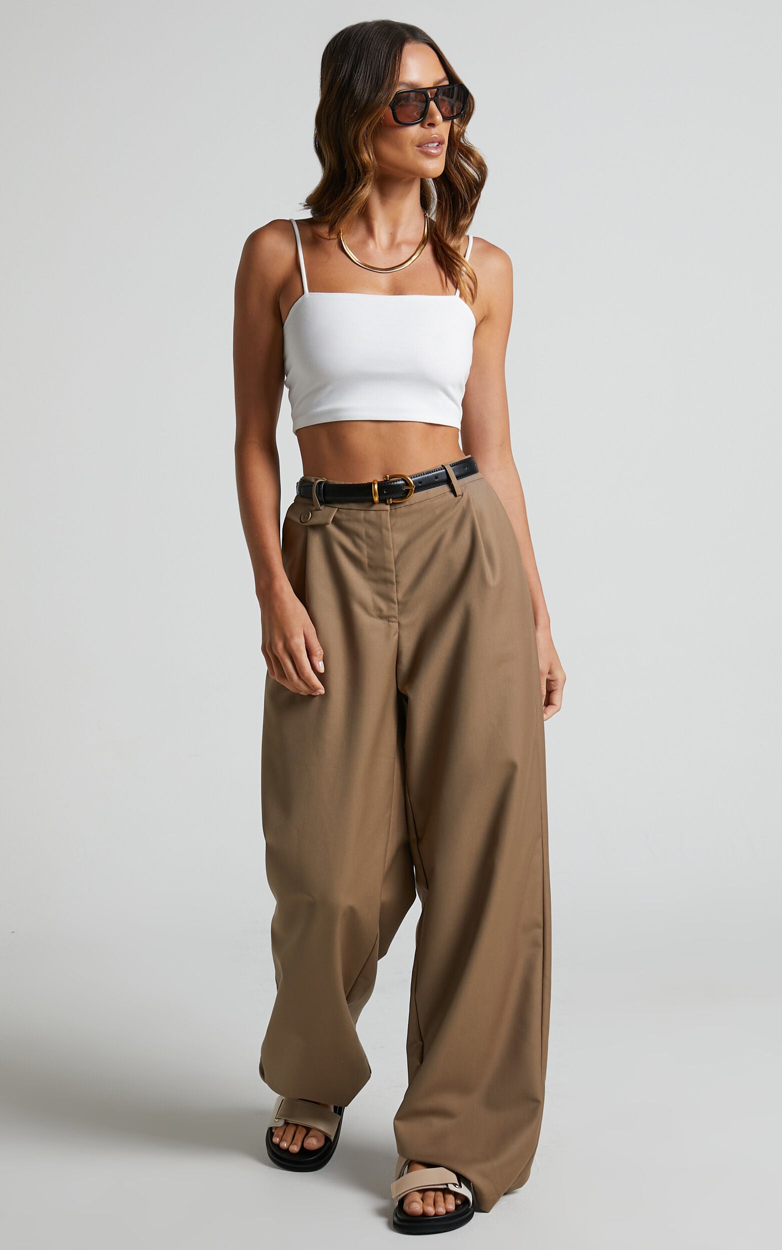 Modern Gal Top - Jersey Cami Crop Top in White