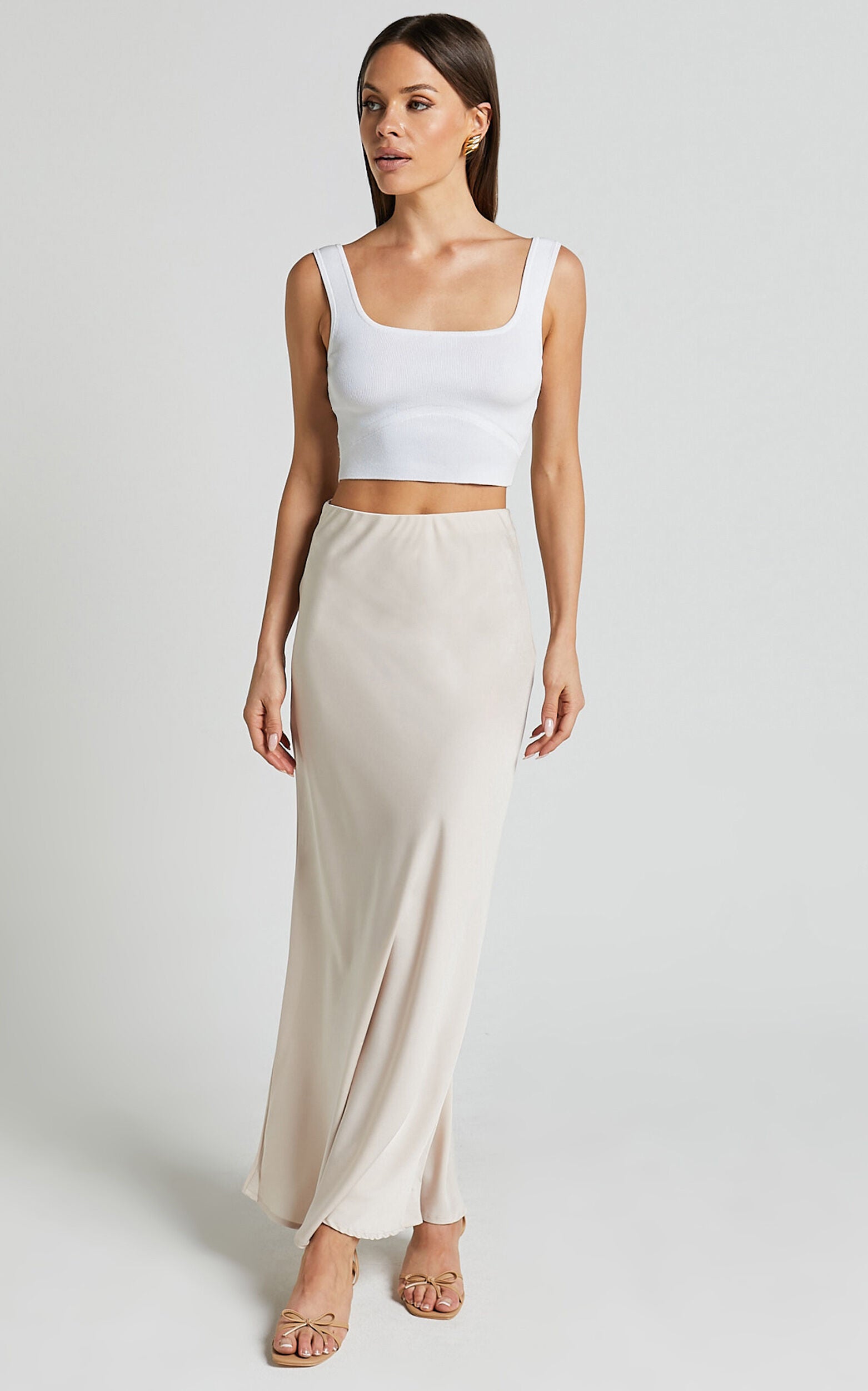 Emlei Top - Square Neck Cropped Knit Top in White