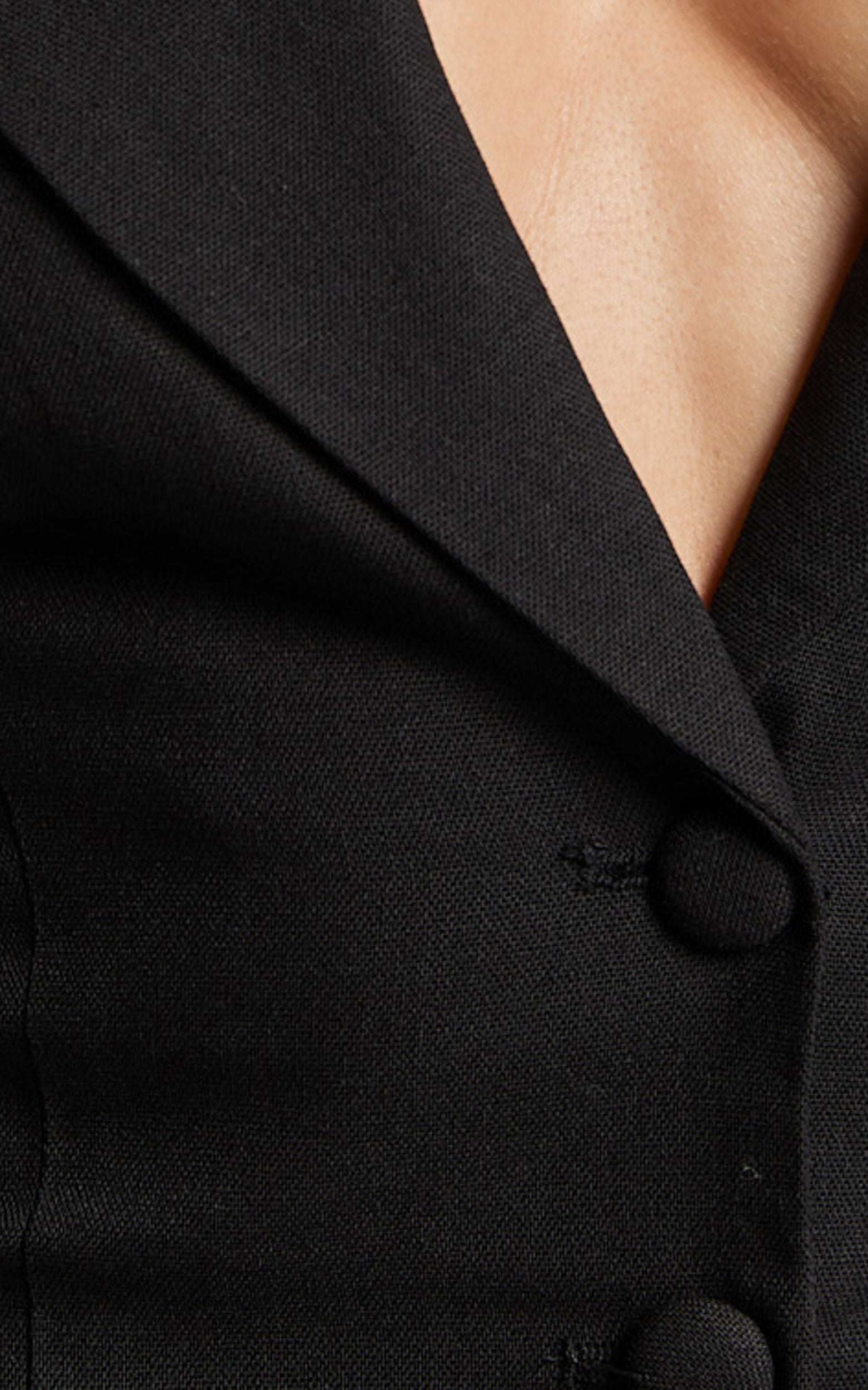 Sammie Mini Dress - Backless Halter Neck Linen Dress in Black