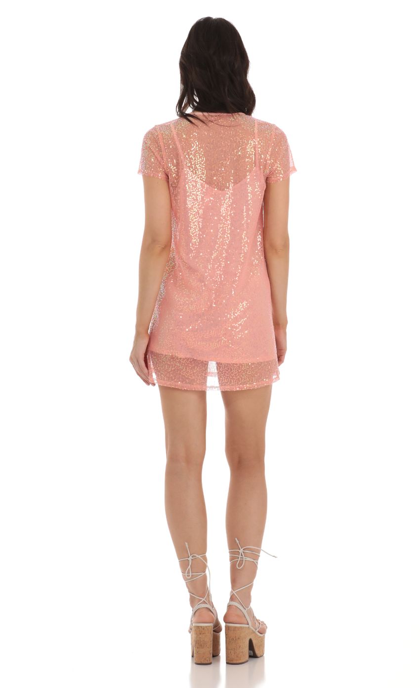 Sequin Two Piece Dress in Peach