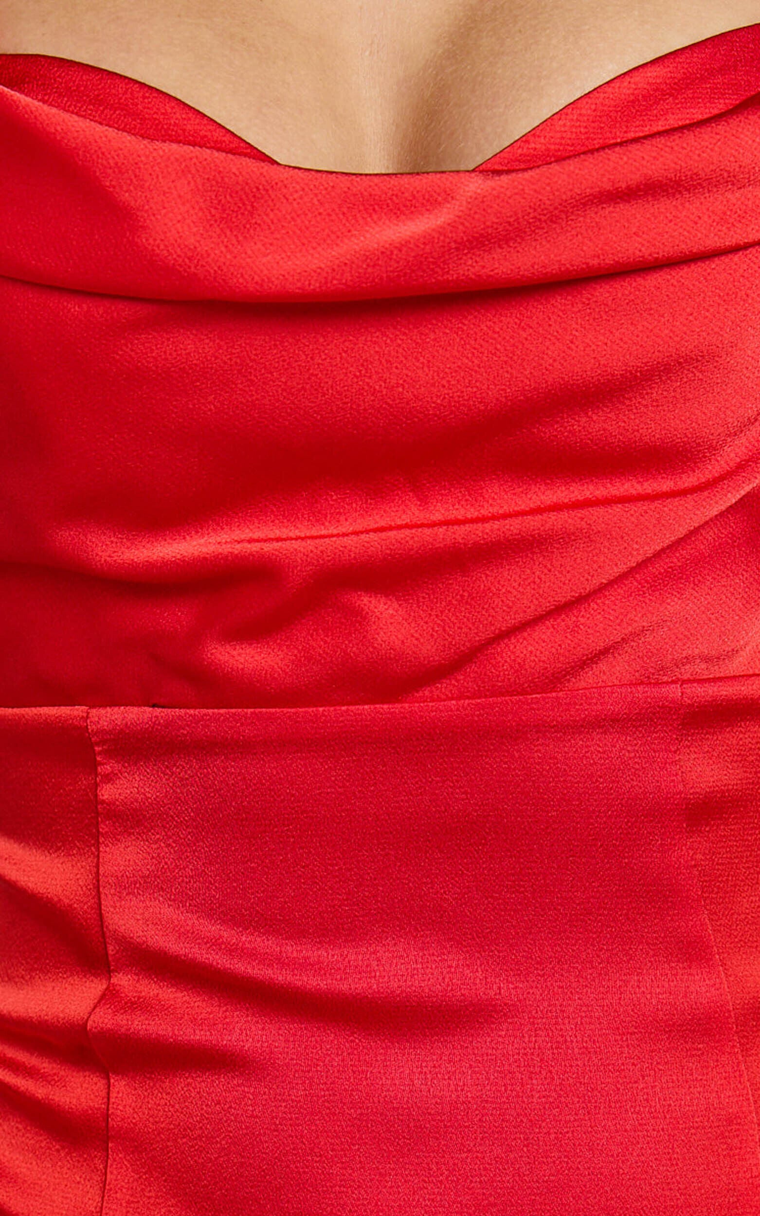 Grace Maxi Dress - Cowl Neck Satin Slip Dress in Coral Red