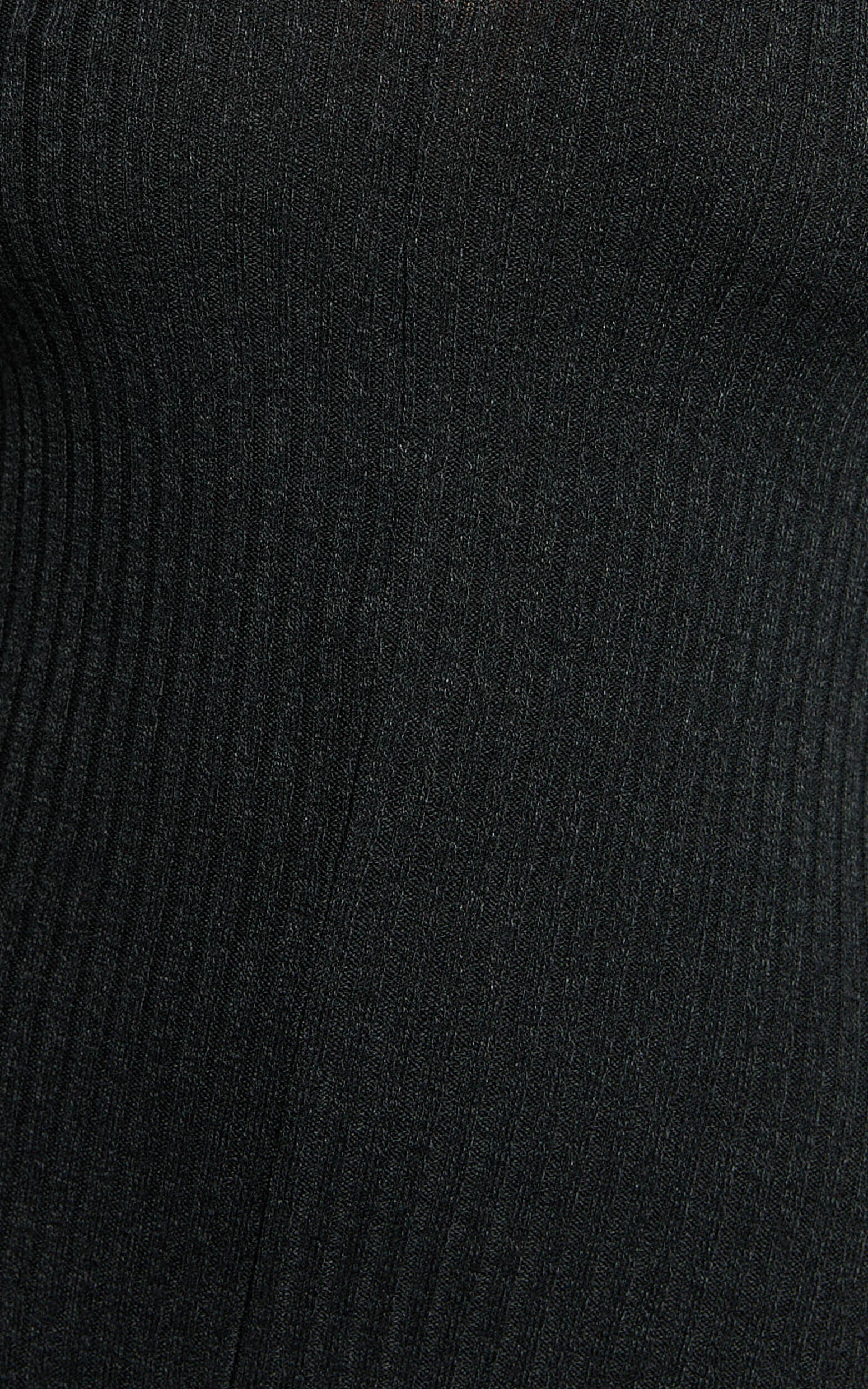 Lydia Midi Dress - V Neck Long Sleeve Knitted Dress in Black