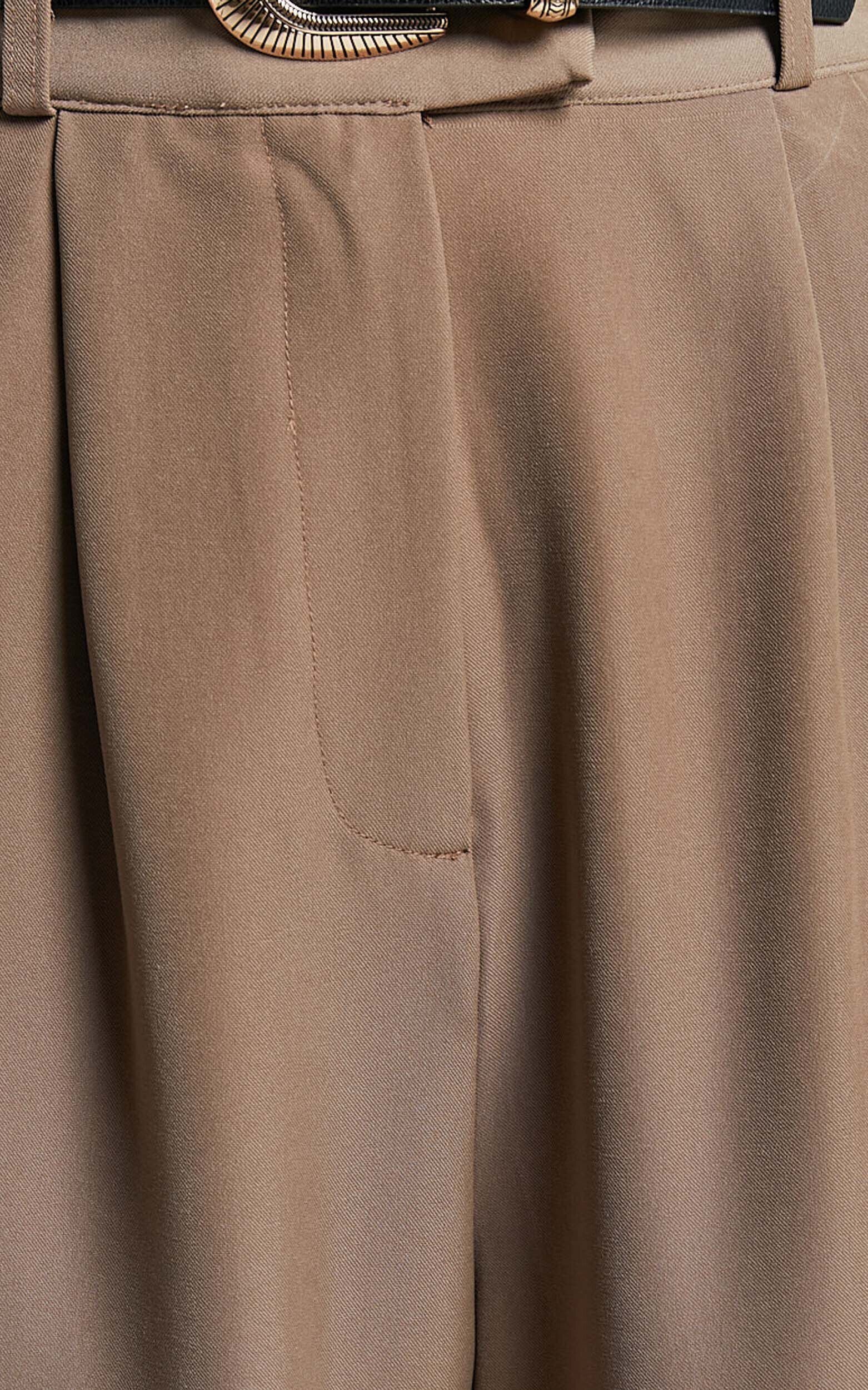 Delailah Pants - Tailored High Waisted Pleat Front Tapered Leg in Cappuccino