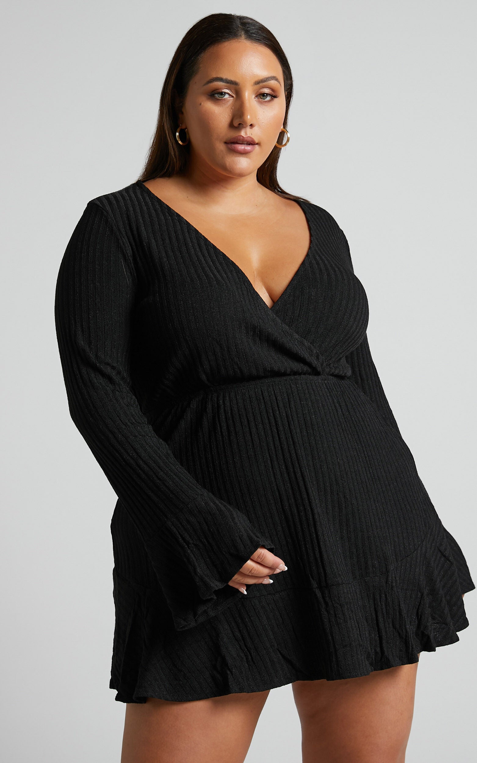 The Next Step Mini Dress - Long Sleeve Dress in Black