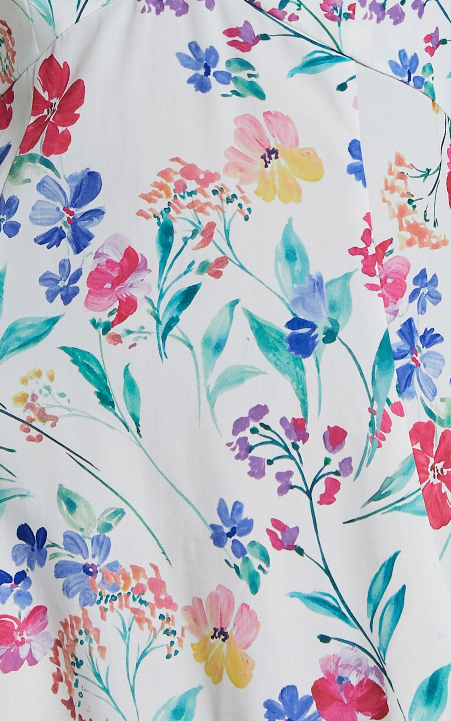 Georgia Midi Dress - Strappy Plunge A Line Dress in Peony Meadow Print