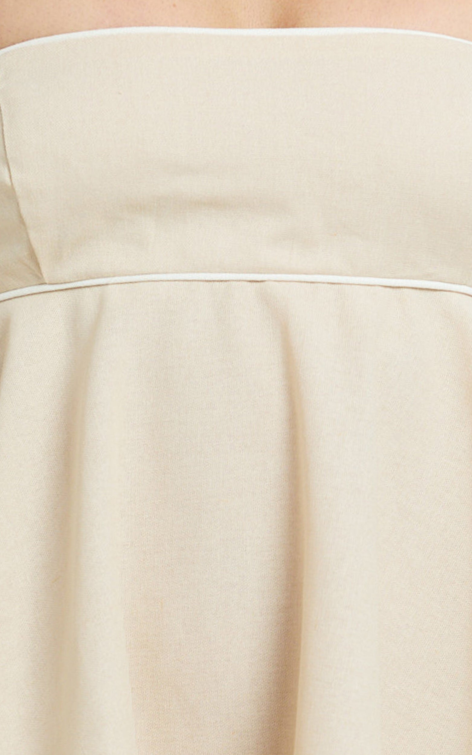 Jazmin Mini Linen Dress - Tie Shoulder Fit And Flare Dress in Oatmeal