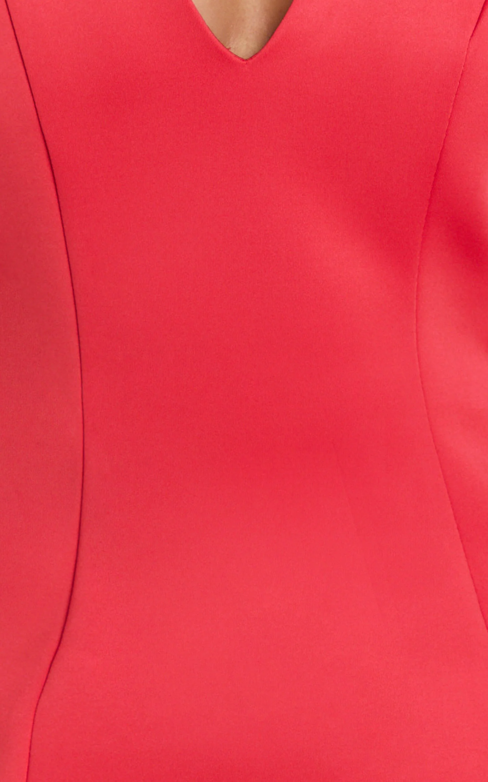 Gaia Mini Dress - Plunge Halter Fit and Flare Dress in Red