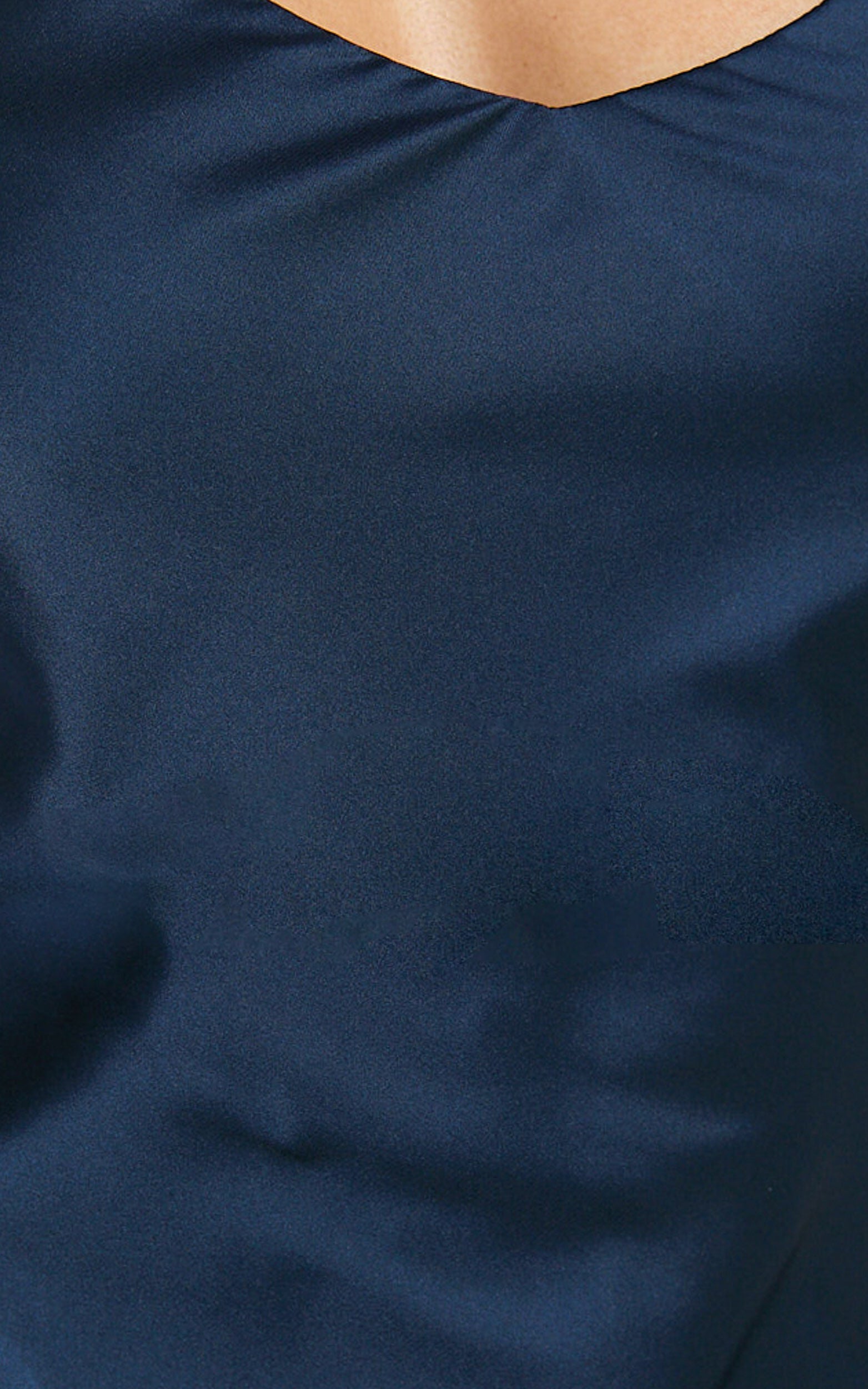 Lacie Midi Dress - V Neck Leg Split Low Back dress in Navy