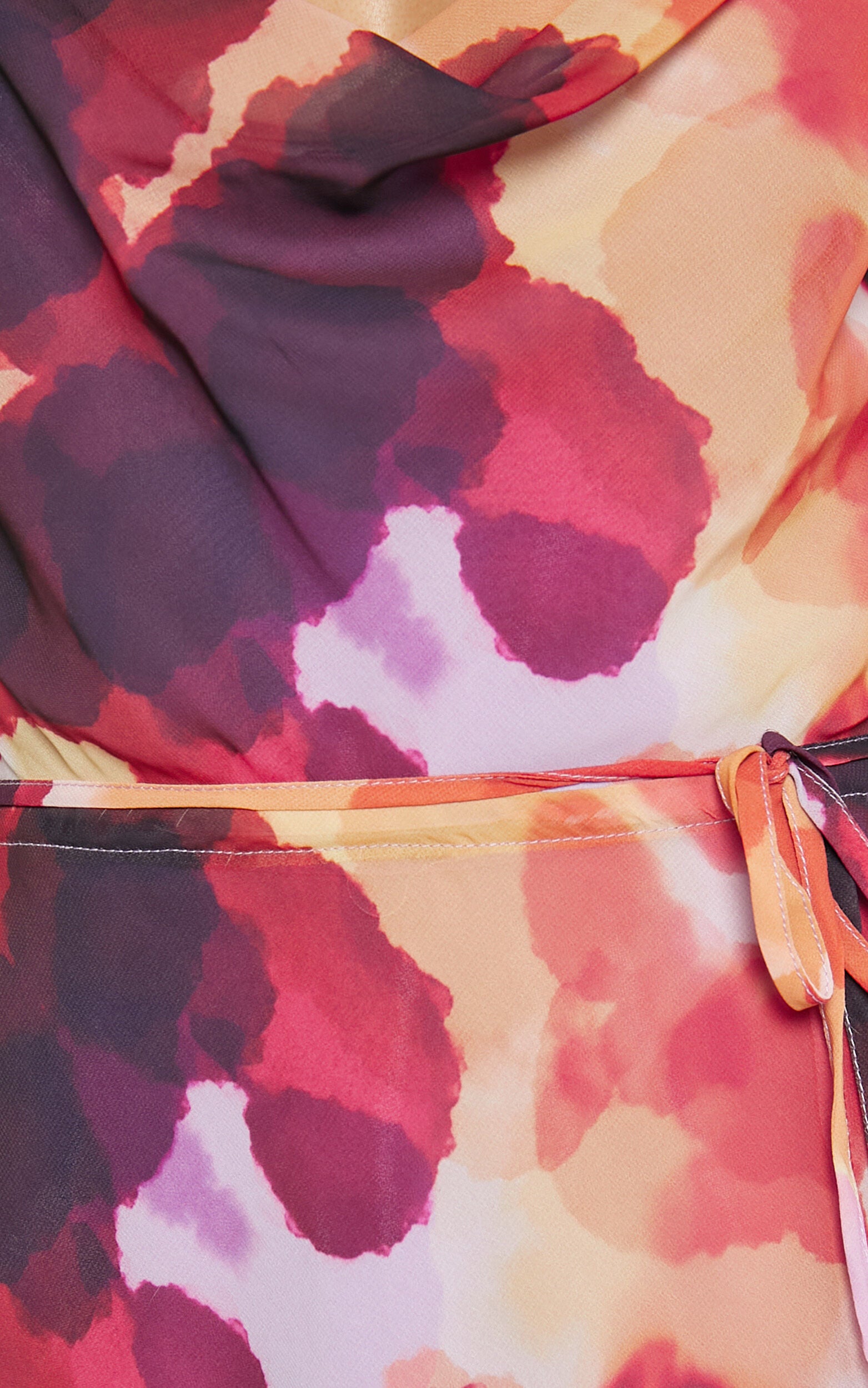 Keira Midi Dress - Draped Off the Shoulder Dress in Watercolour Floral