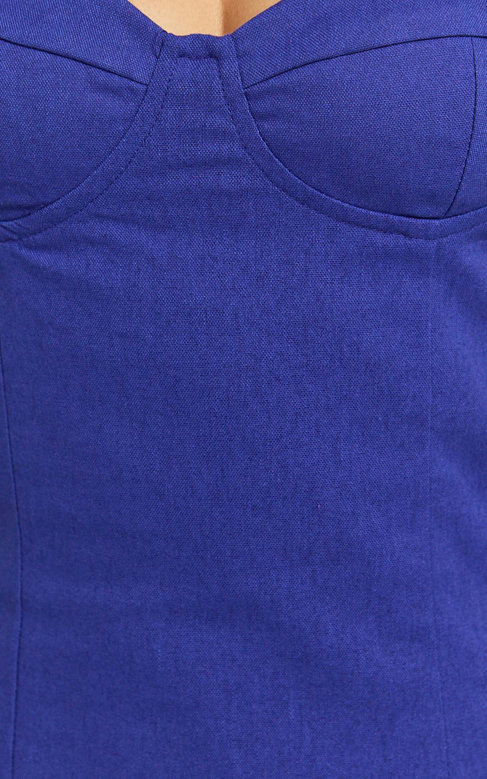 Peyton Mini Linen Dress - Tie Strap Ruched Bust Dress in Navy