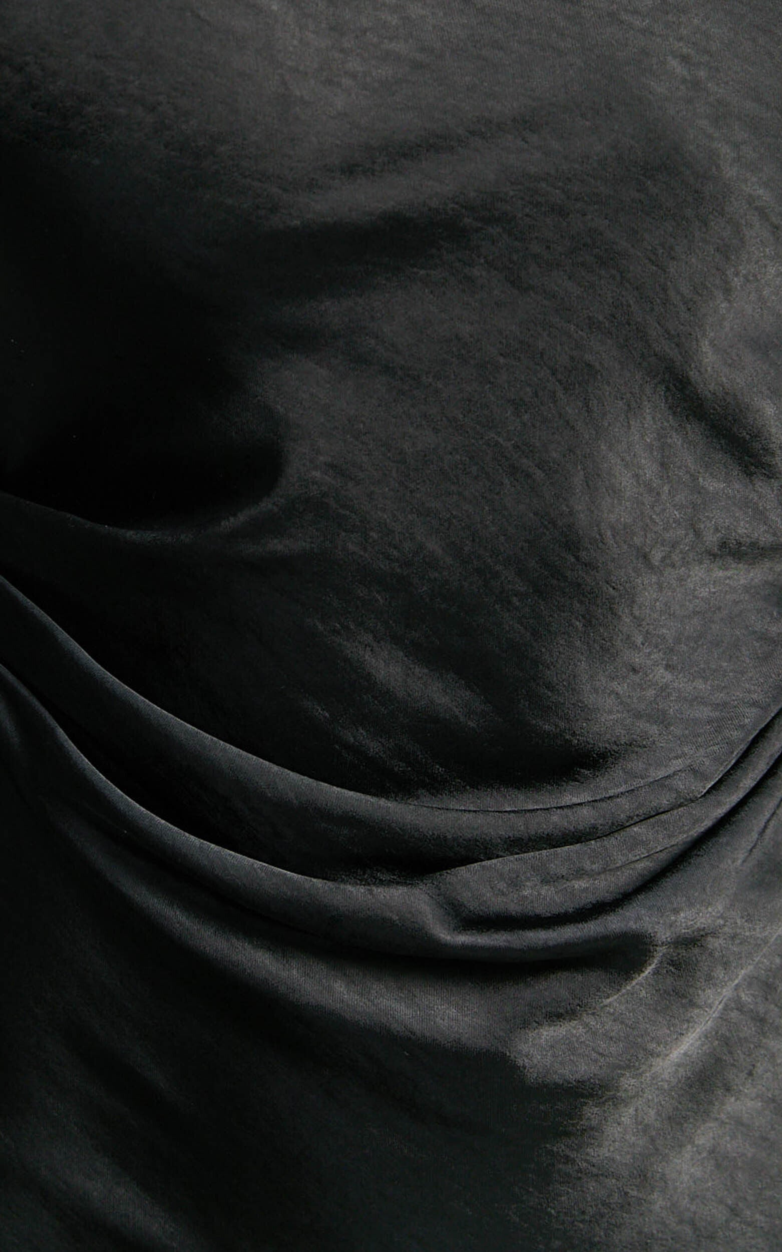 Arriana Midi Dress - Long Sleeve Cowl Back Satin Dress in Black