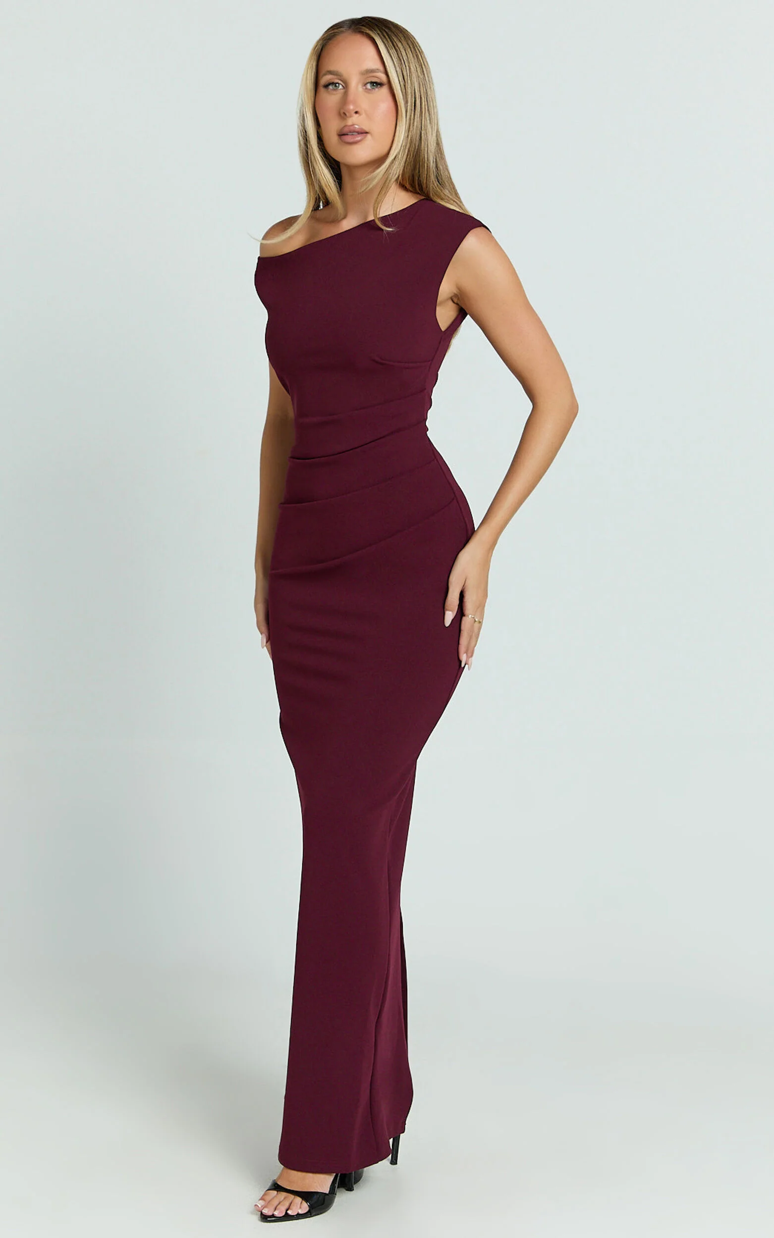 Genie Maxi Dress - Off The Shoulder Dress in Wine