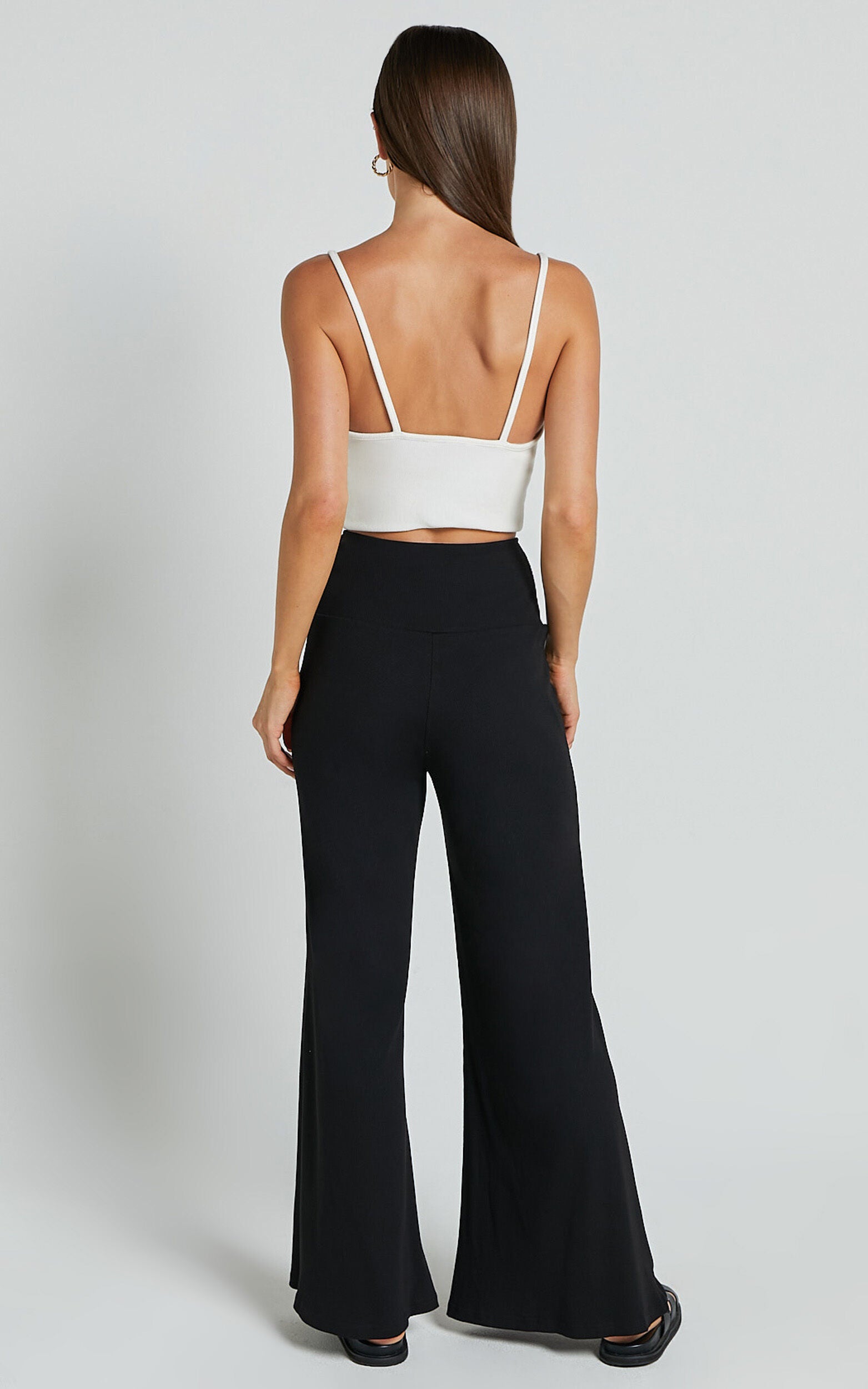 Sammie Pants - Jersey High Waisted Wide Leg Pants in Black