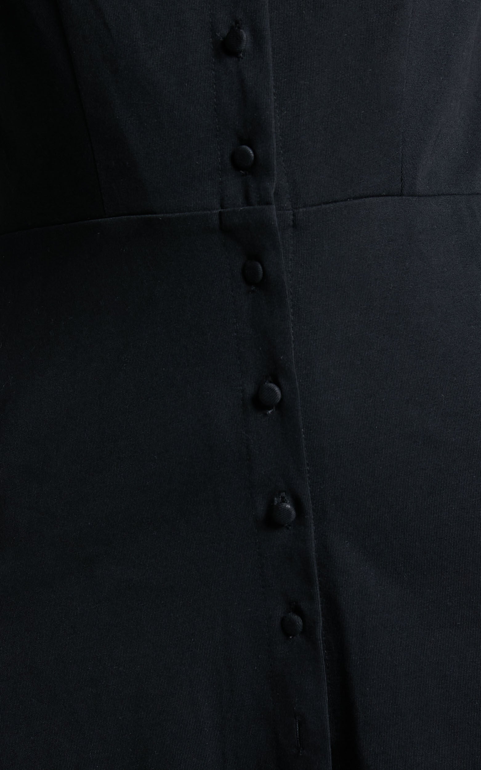 Rochelle Mini Dress - V Neck Button Through Dress in Black