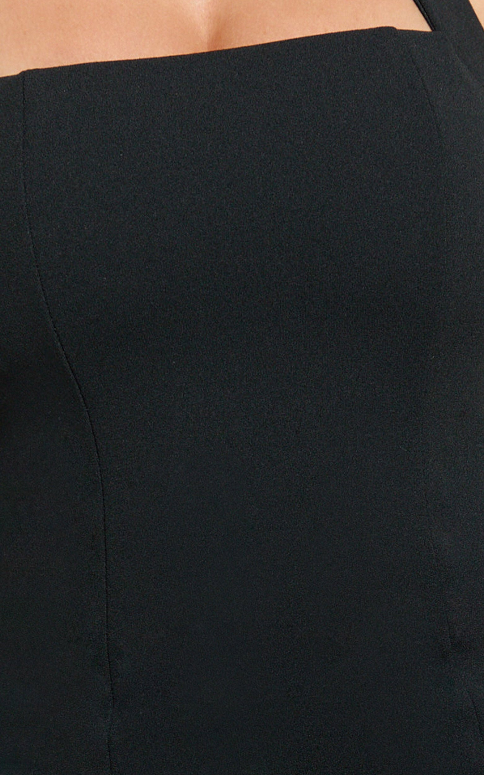 Zahra Mini Dress - Halter Tie Square Neck Bodycon Dress in Black