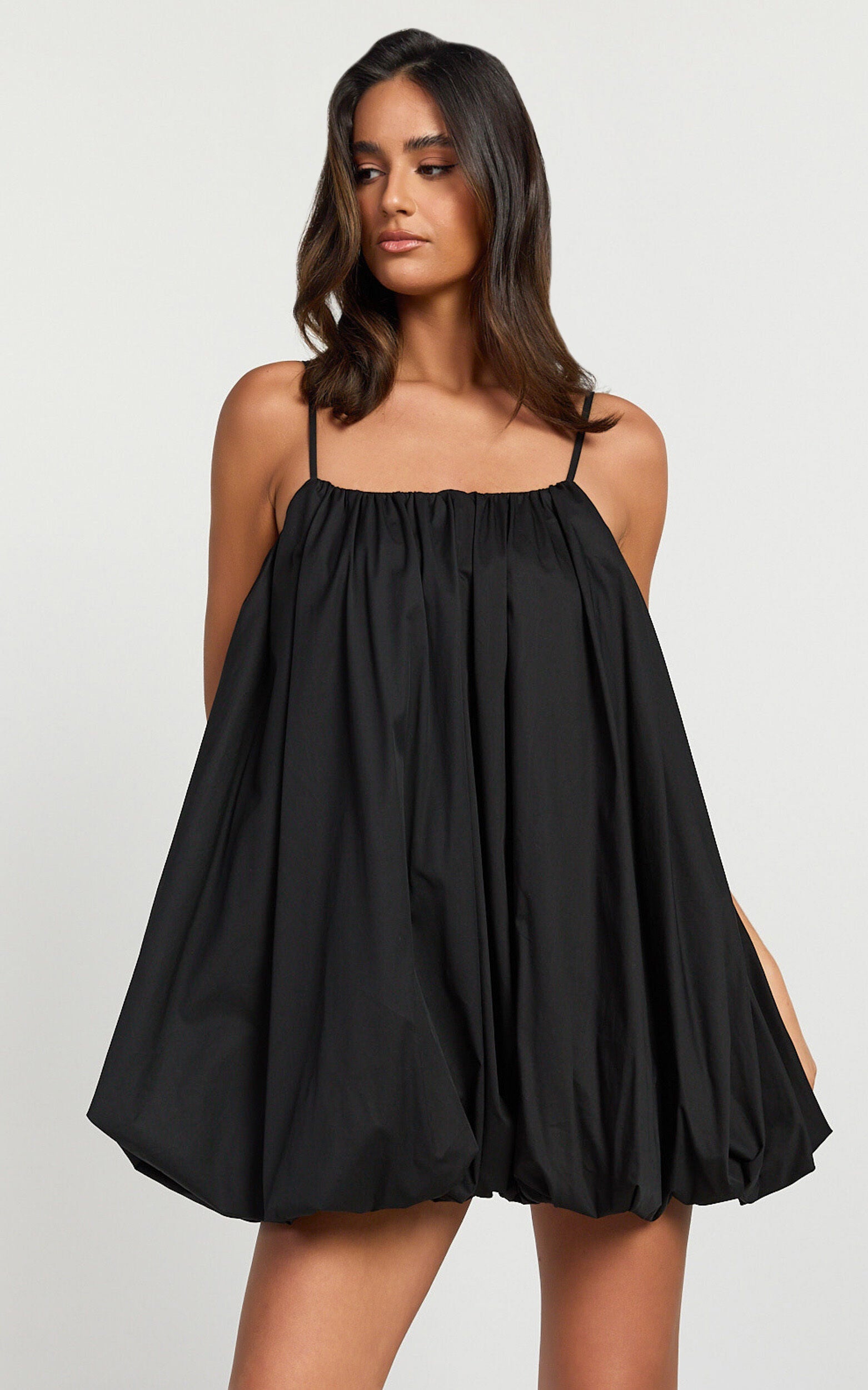 Marites Mini Dress - Bubble Mini Dress in Black