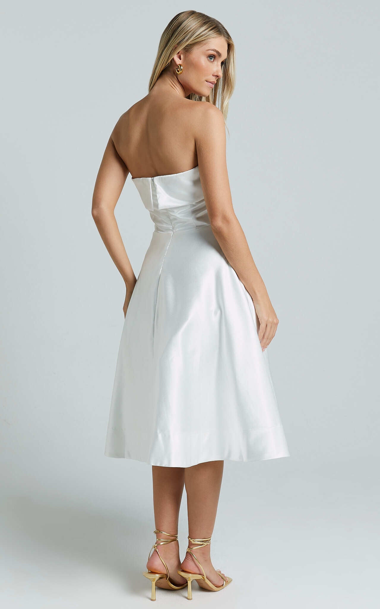 Romilly Midi Dress - Strapless Fit & Flare in Ivory