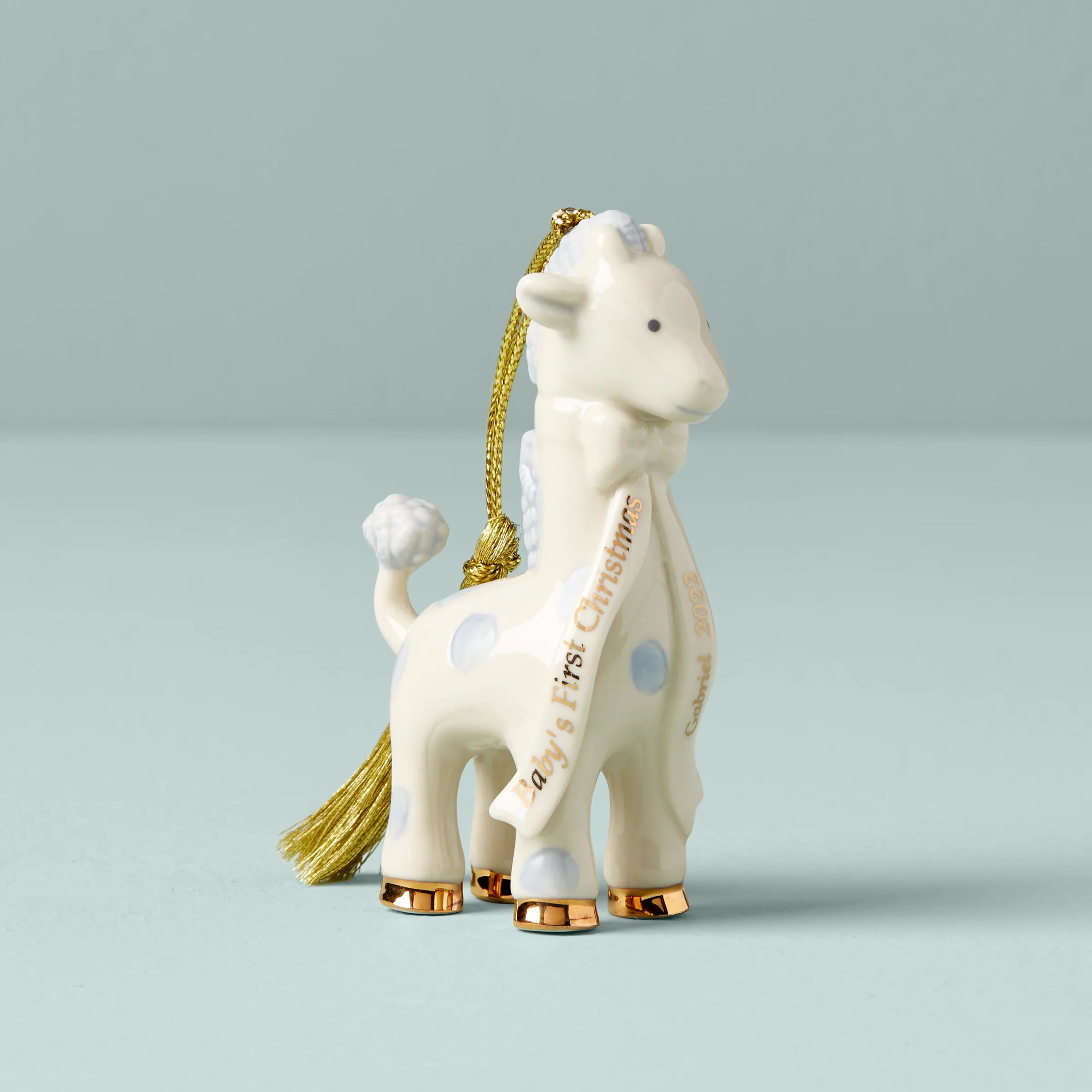 Personalized Baby's Blue Giraffe Ornament
