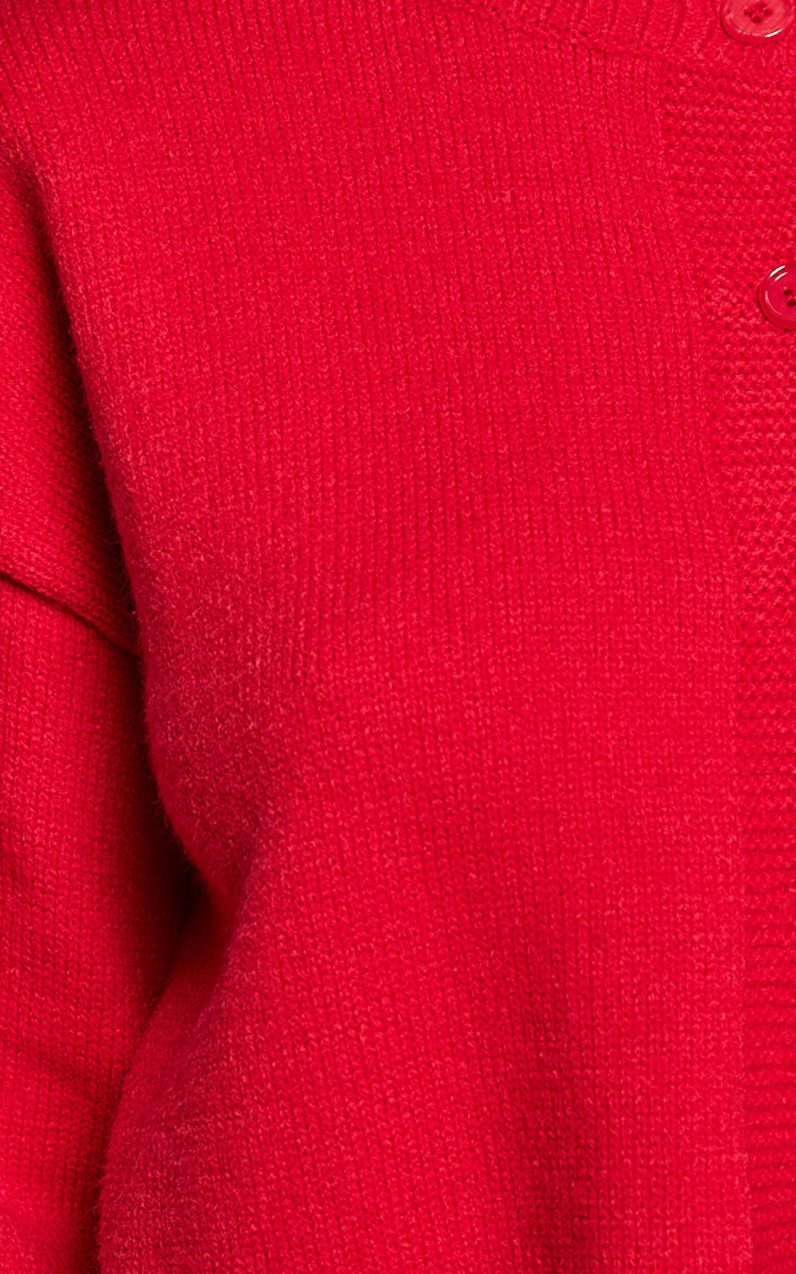 Lucille Cardigan - Button Through Scoop Neck Knit Cardigan in Red