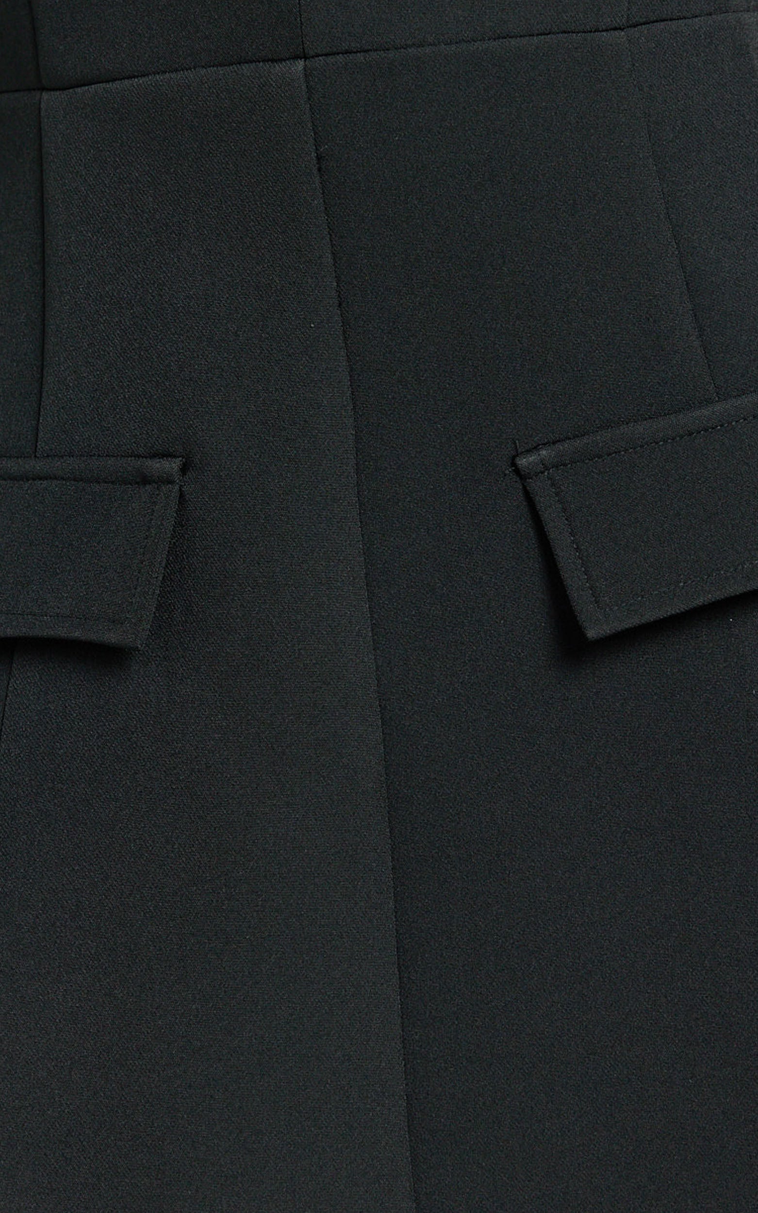 Zareena Mini Dress - V Neck Structured Tulip Pocket Detail Dress in Black