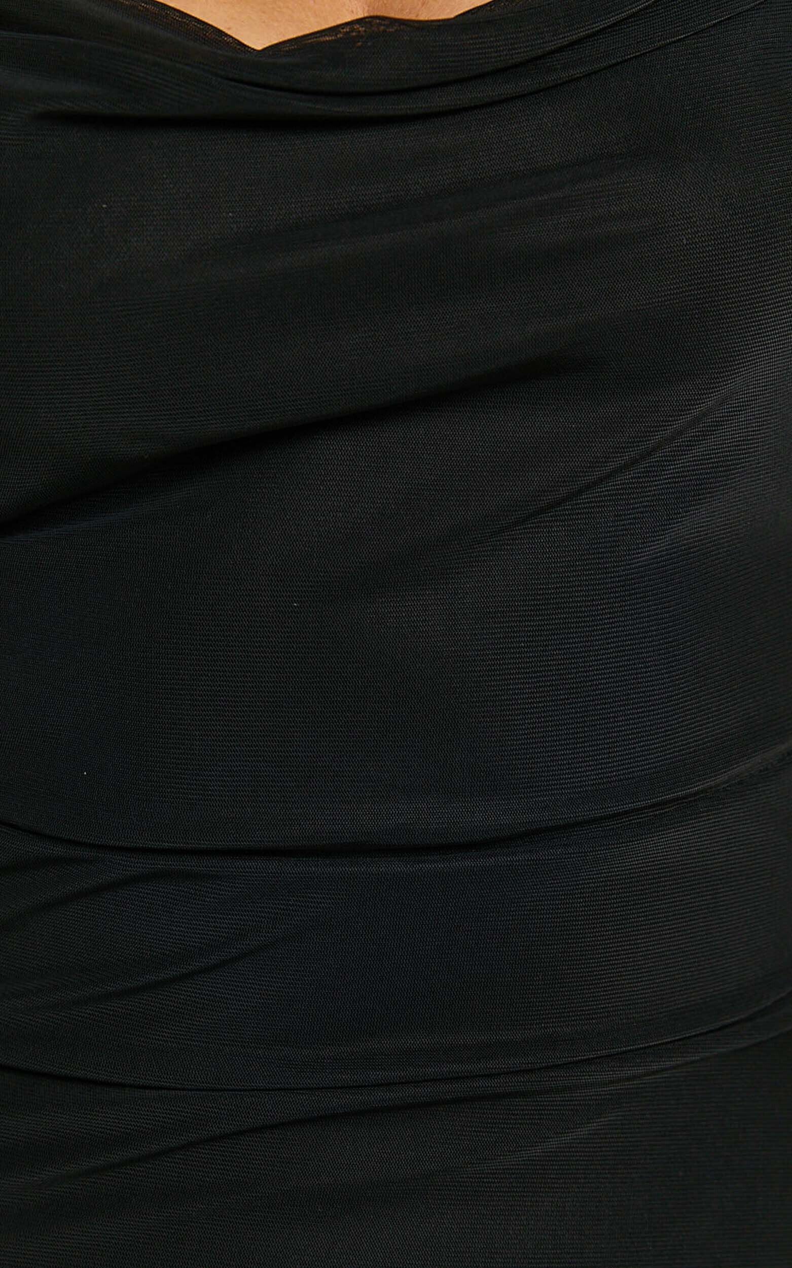 Rosha Maxi Dress - Ruffle Strap Dress in Black