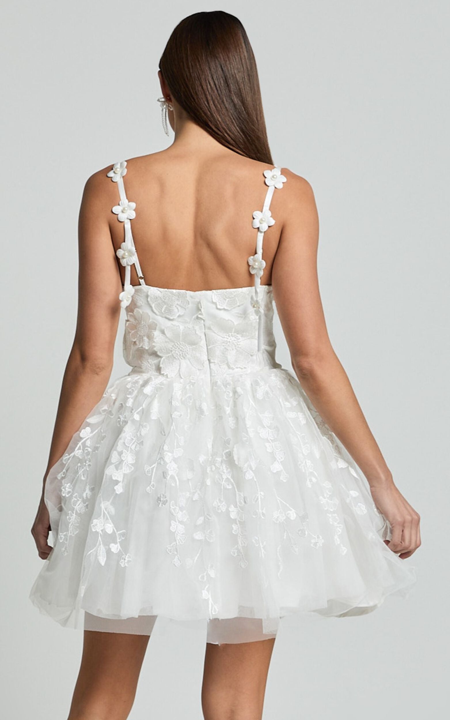 Everheart Mini Dress - Sweetheart Bustier Lace Dress in White