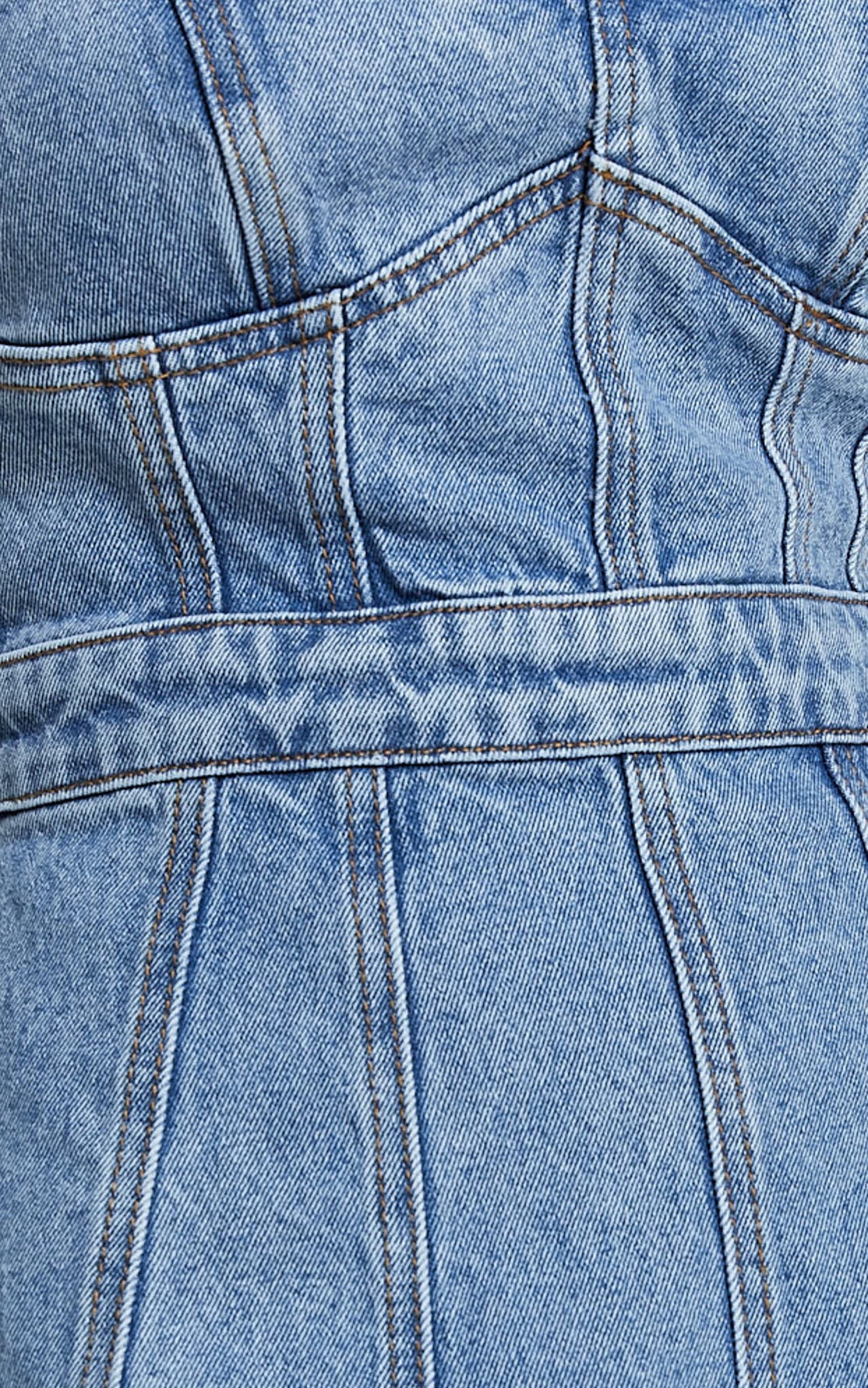 Estonia Mini Dress - Denim Dress in Mid Blue Wash