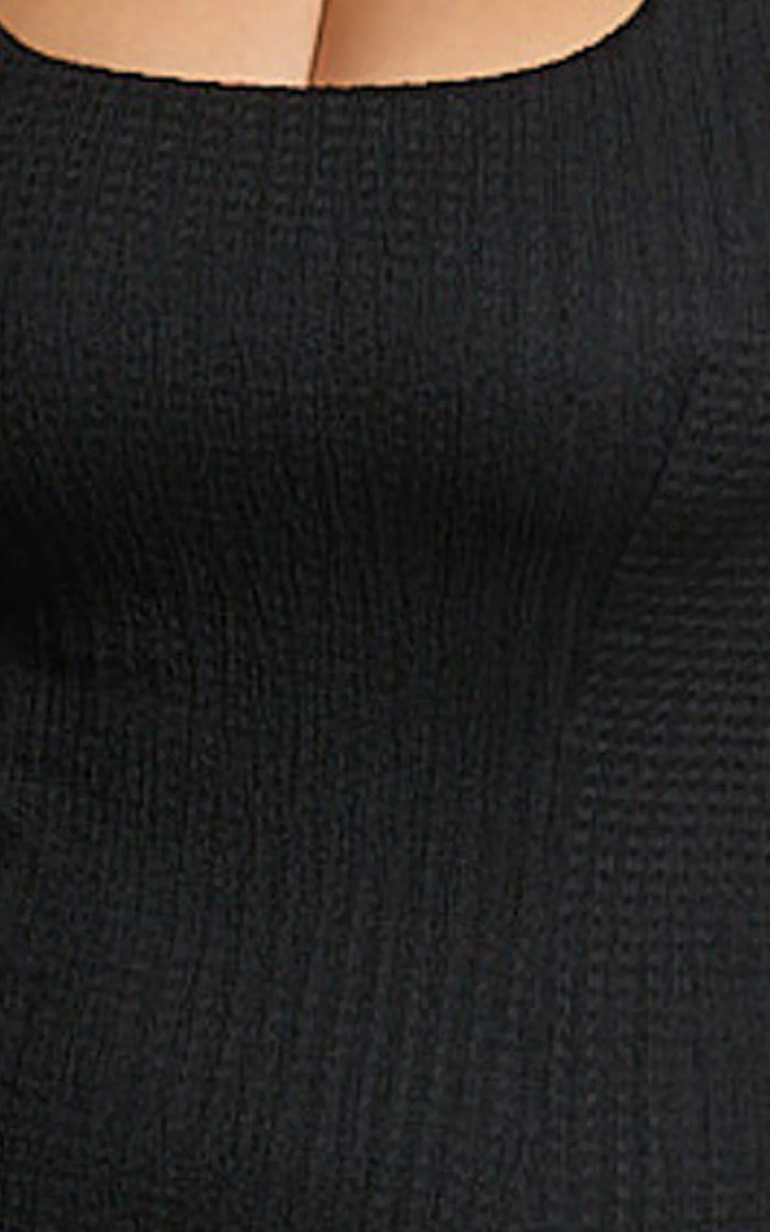 Wilder Midi Dress - Textured Thigh Split Bodycon Dress in Black